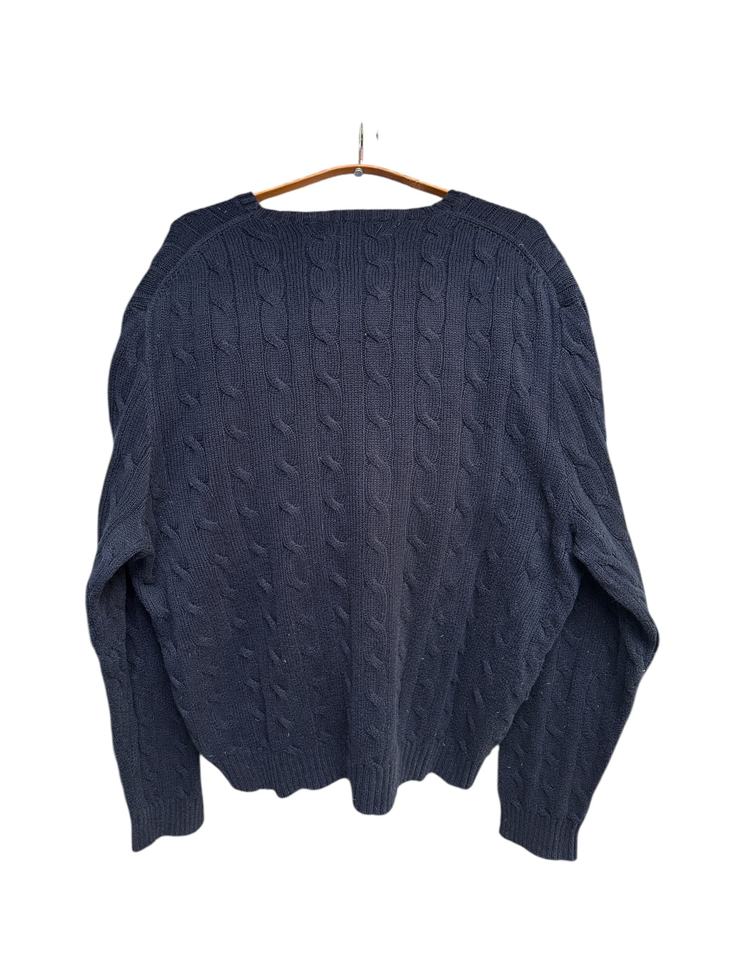 1990s Polo Ralph Lauren Cable Knit Sweater Dunkelblau L-XL
