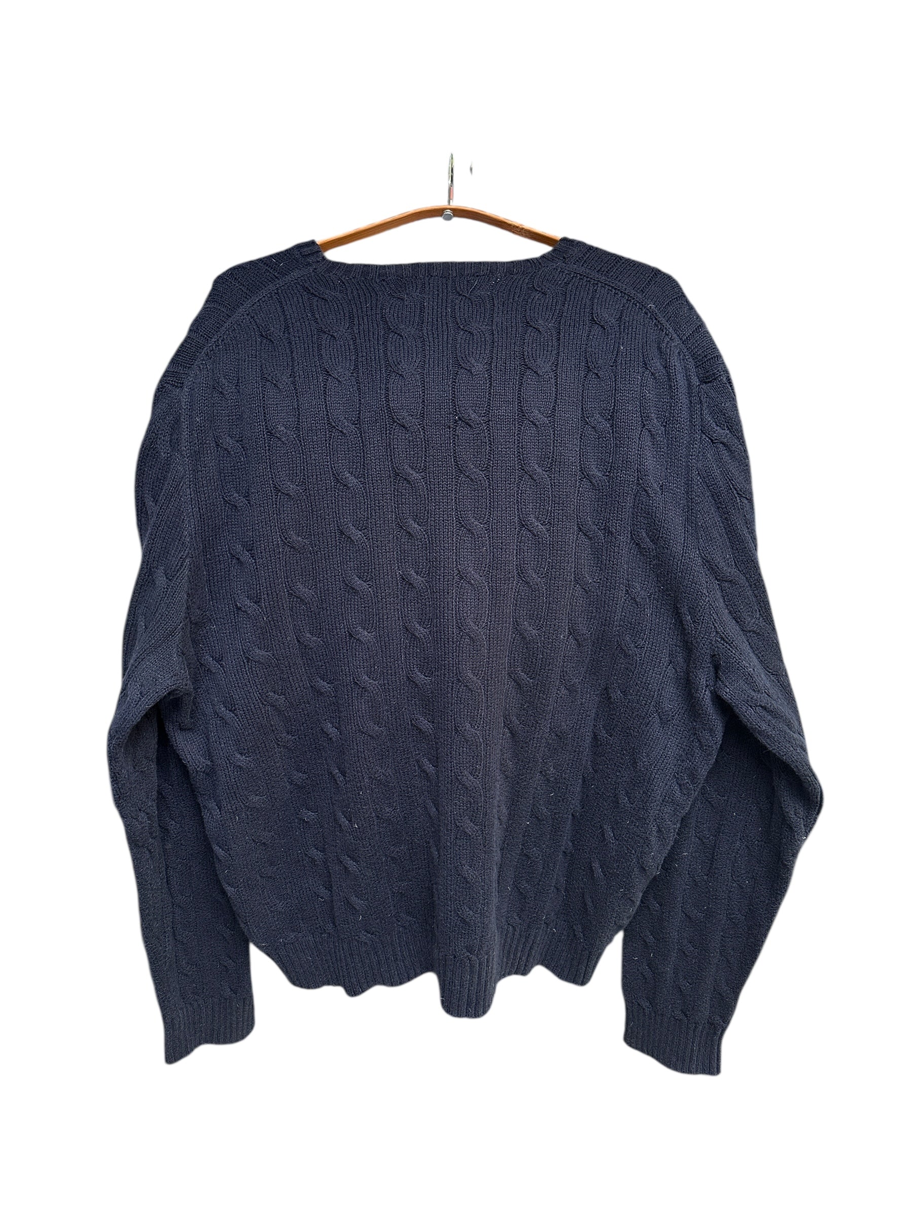 1990s Polo Ralph Lauren Cable Knit Sweater Dunkelblau L-XL