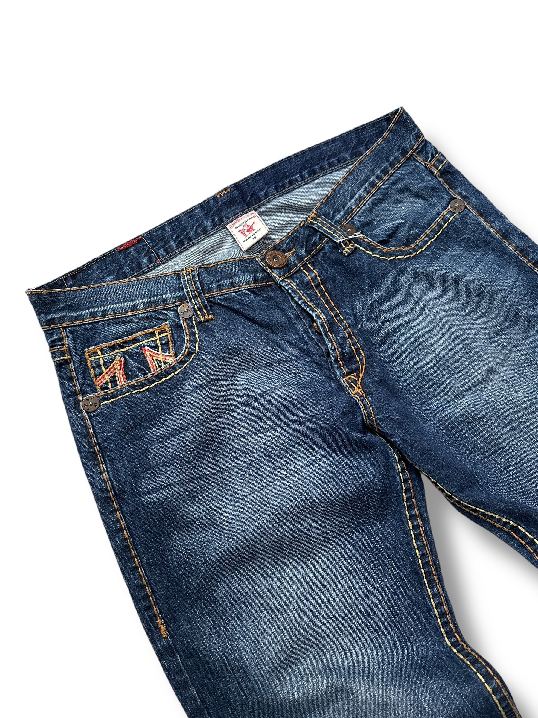Y2K True Religion Billy Big T Baggy Jeans Dunkelblau Washed | L-XL Men’s W38