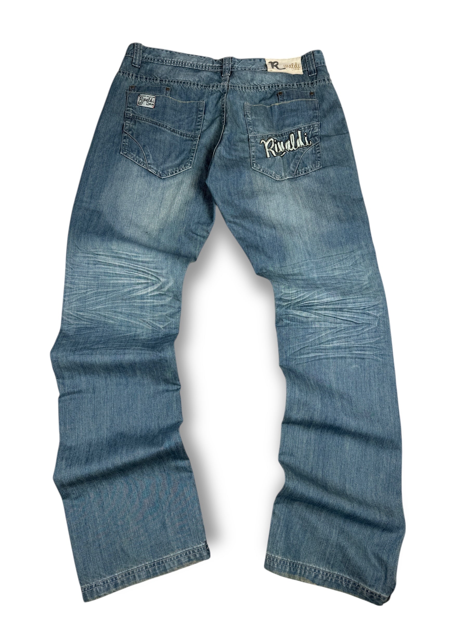 2000s Rivaldi Denim Jeans Blau Washed | L–XL (Neu)
