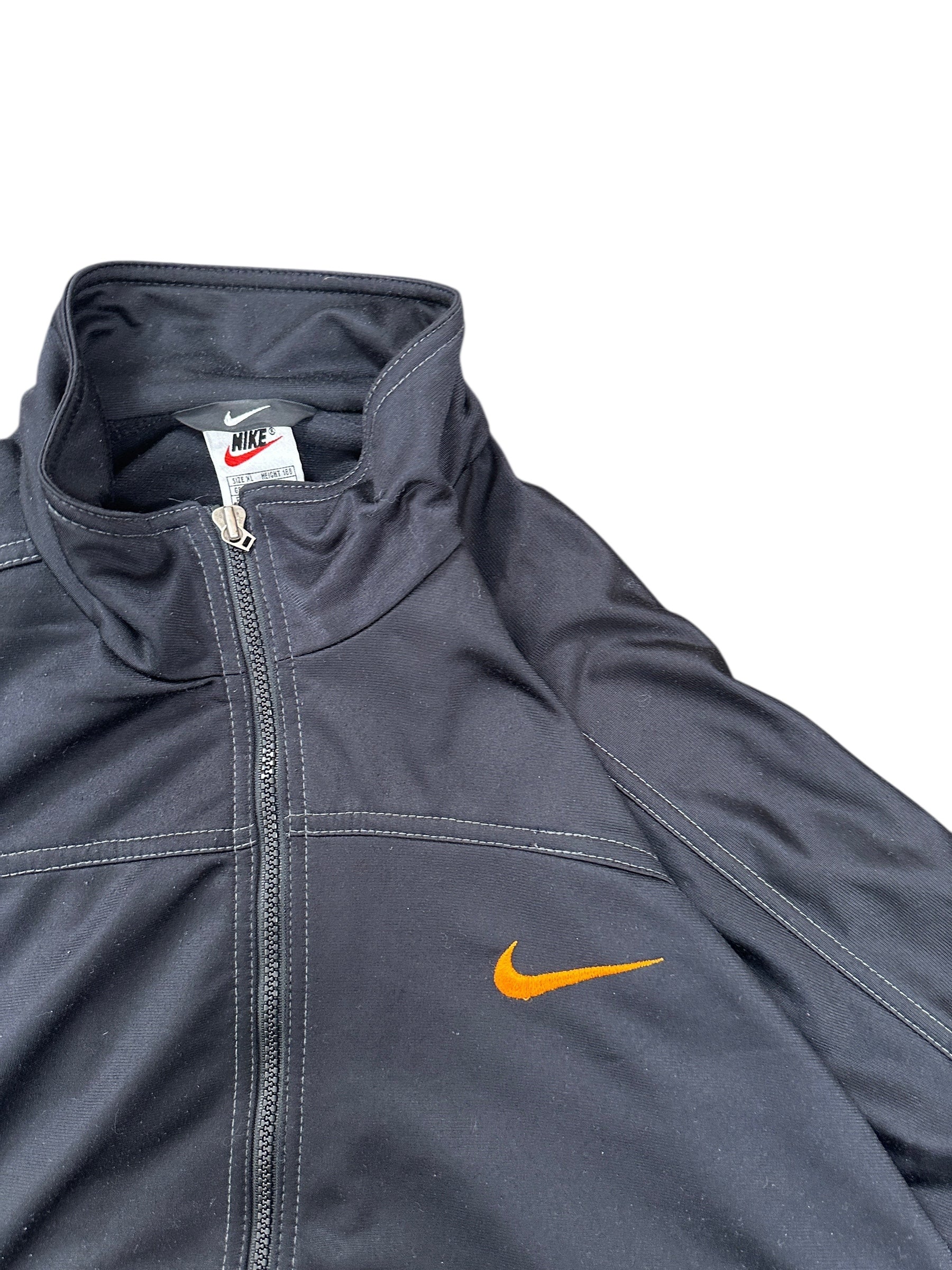 1990s Nike Trainingsjacke Backswoosh Schwarz Orange XL