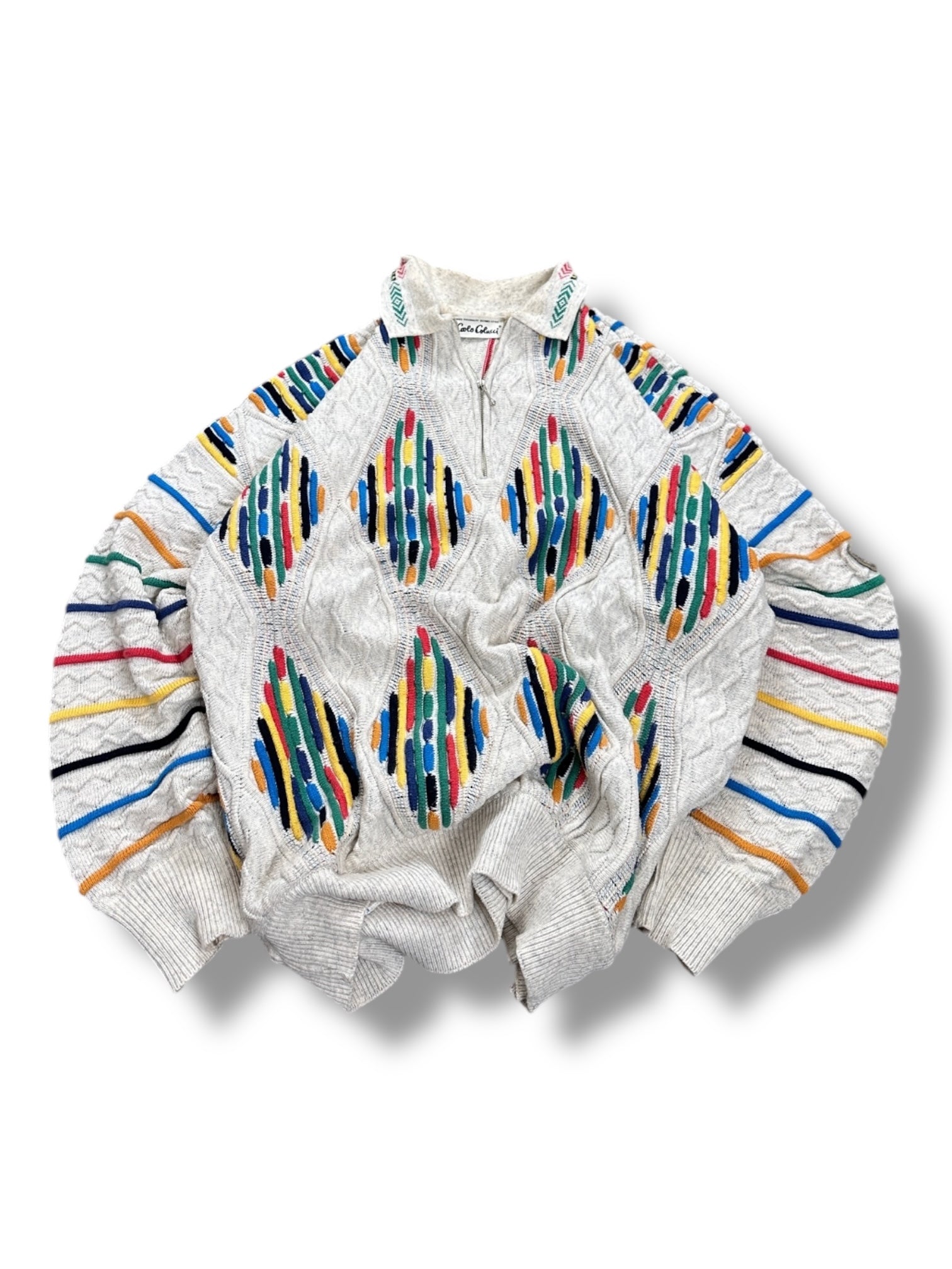 1990s Carlo Colucci Reggae Sweater Kragen Bunt L