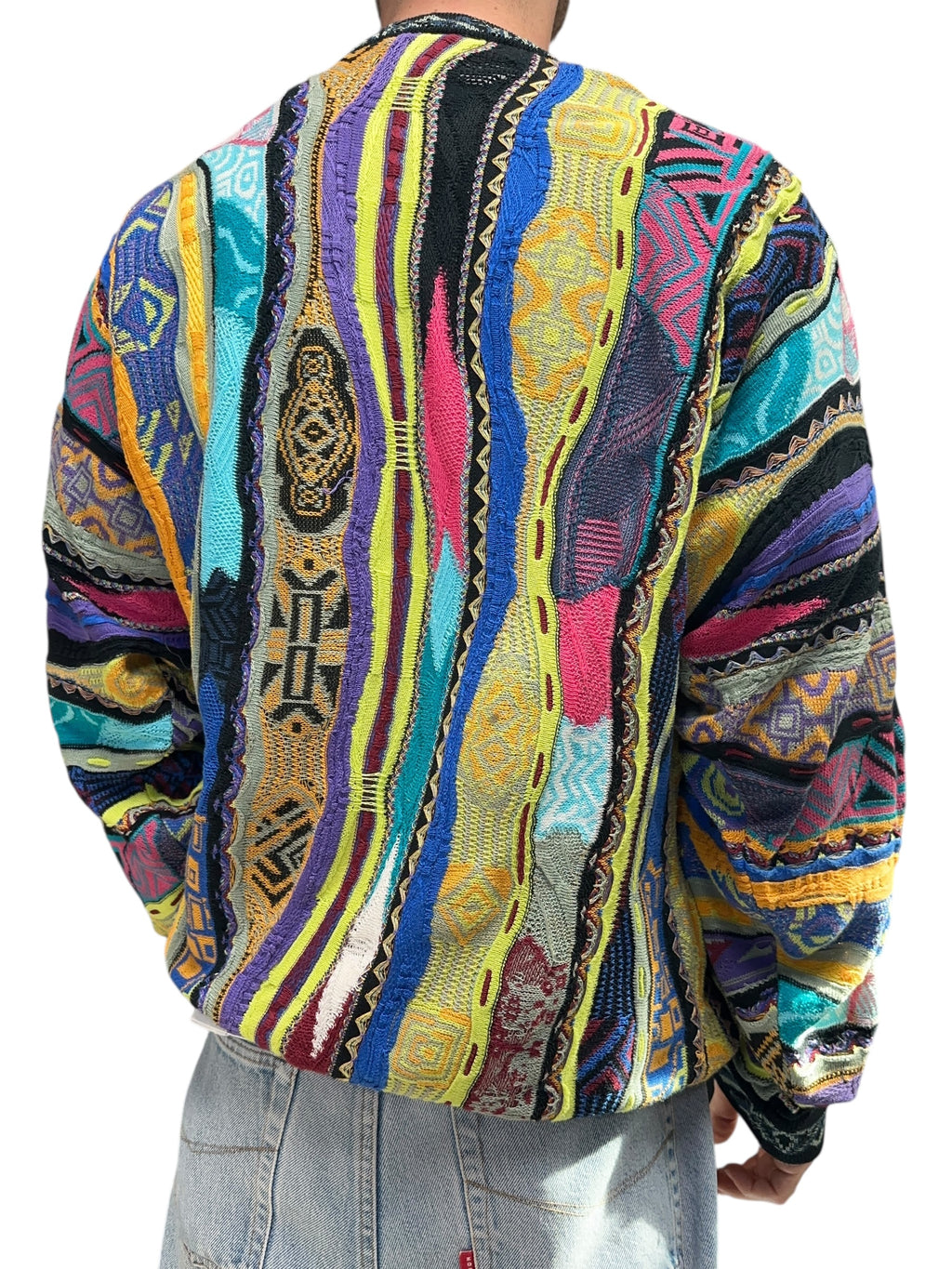 1990s Coogi Australia Strick Sweater Lila, Grün L