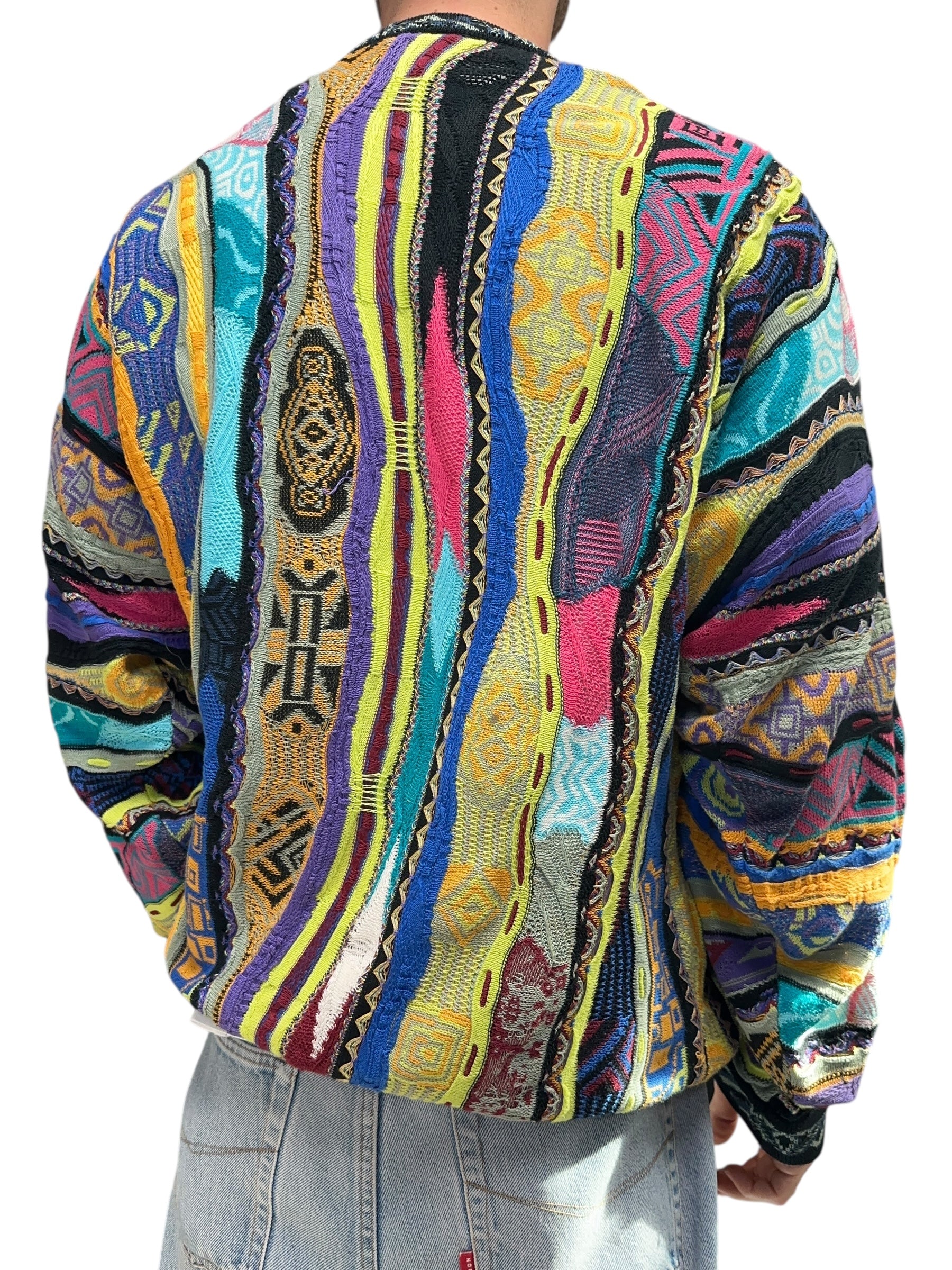 1990s Coogi Australia Strick Sweater Lila, Grün L