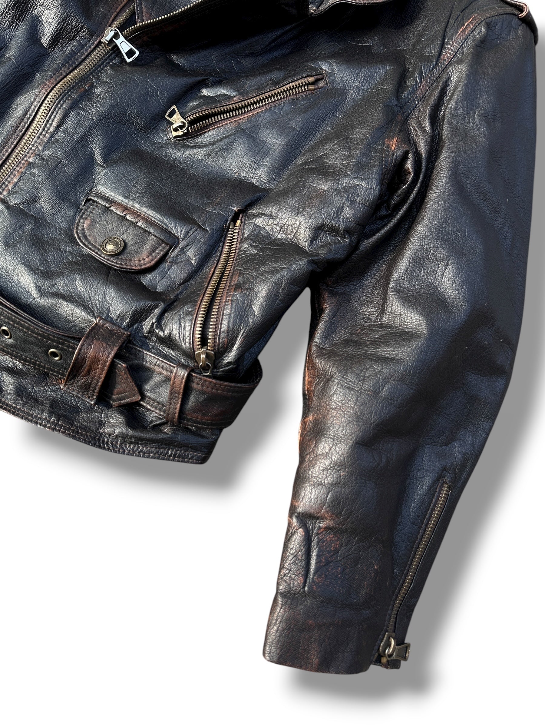 1970s Vera Pelle Retro Motorradjacke Dunkelbraun | Made in Italy | Vintage M