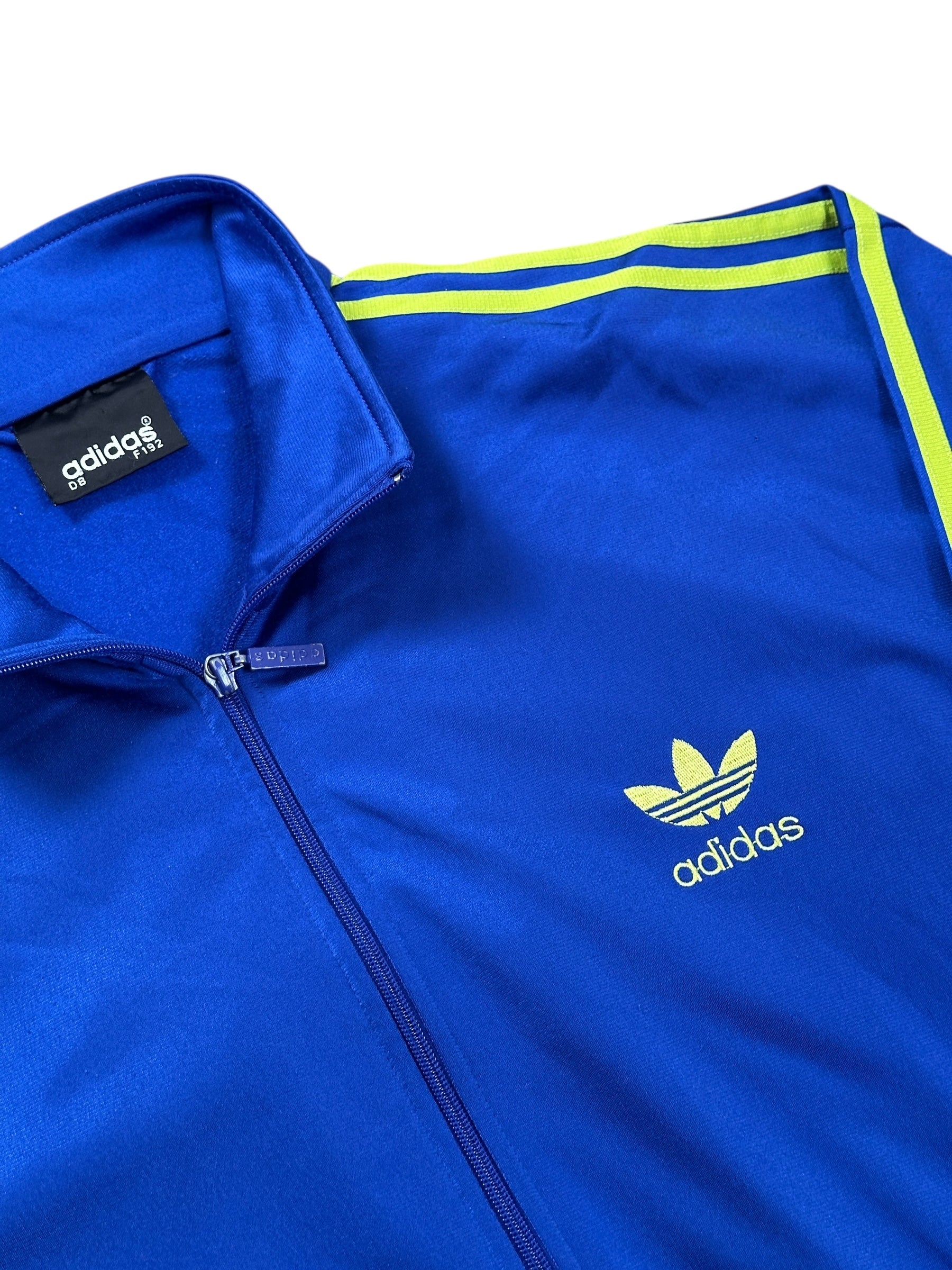 1980s Adidas Firebird Trainingsjacke Firebird Vintage Blau Grün D8 XXL
