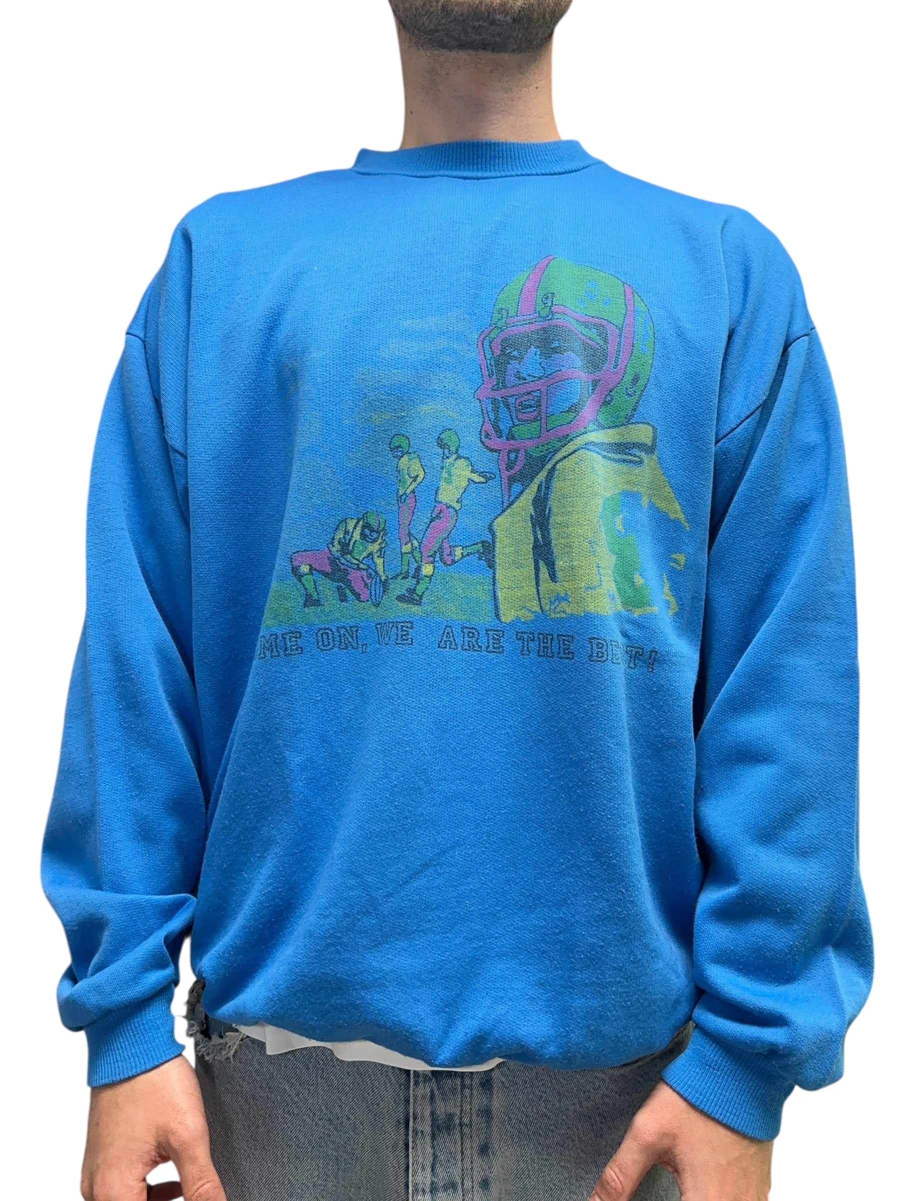 1980s Sweater Baseball Blau Baseball Italy XL