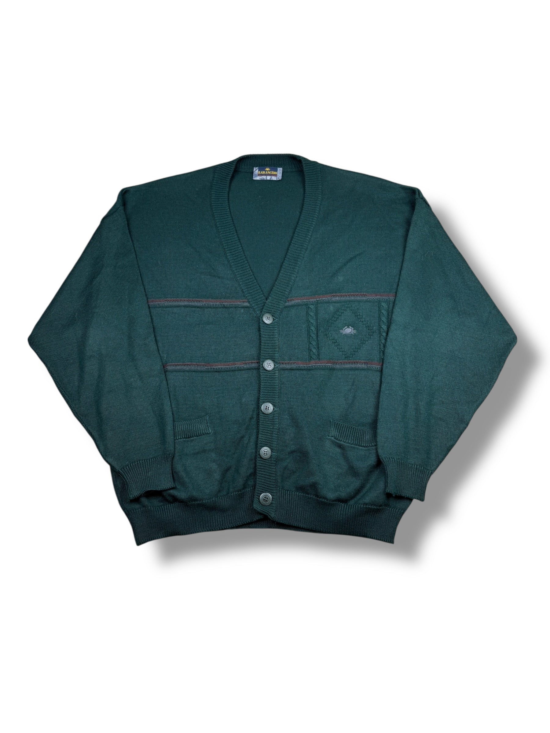 1990s Ilgrancho Sailing Knitwear Cardigan Dunkelgrün | L