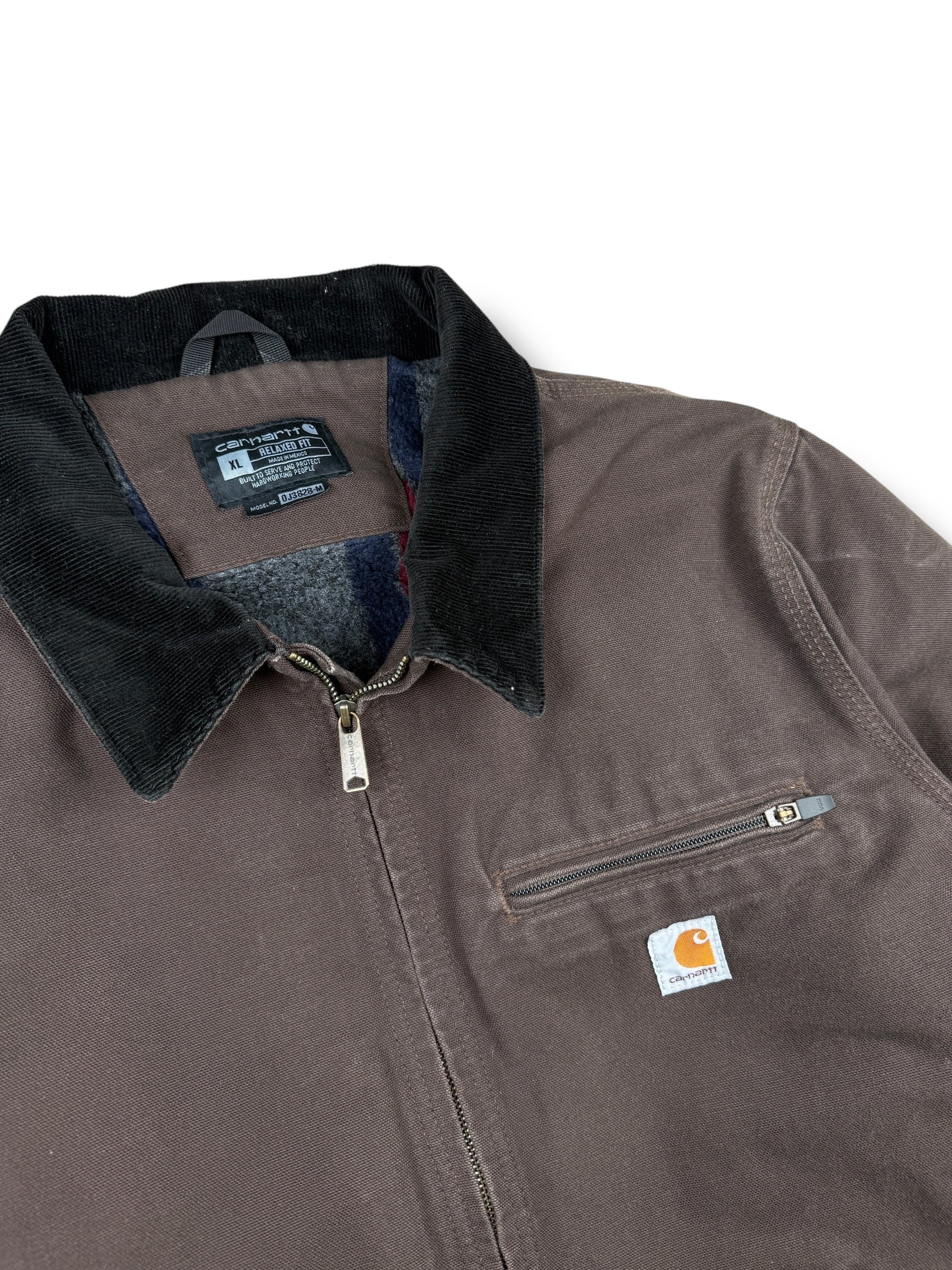 2010s Carhartt Detroit Jacke Dunkelbraun | XL | Made in Mexico | Blanket Lined
