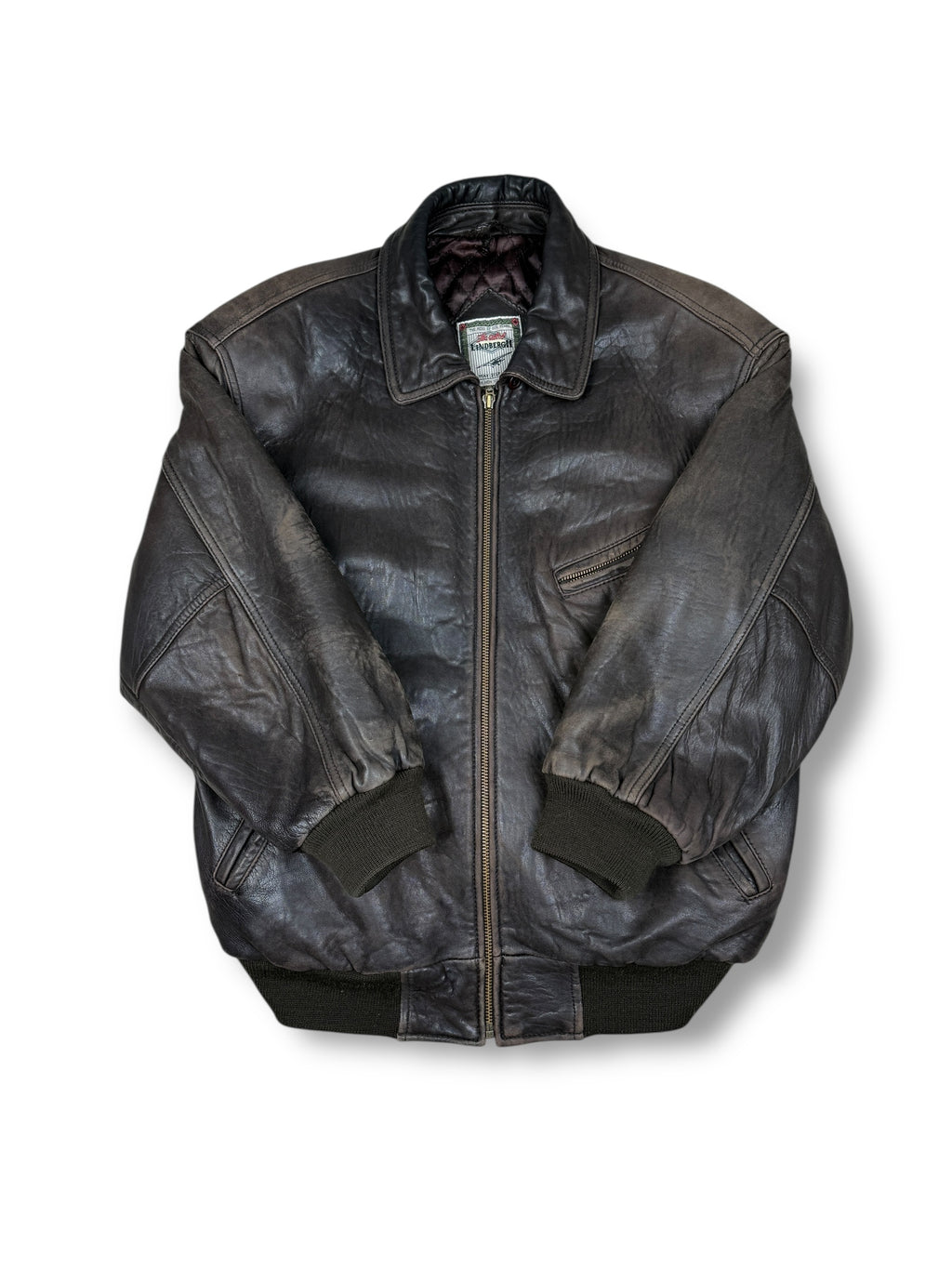 1980s Lindbergh Lederjacke Dunkelbraun | Bomberstil | S–M
