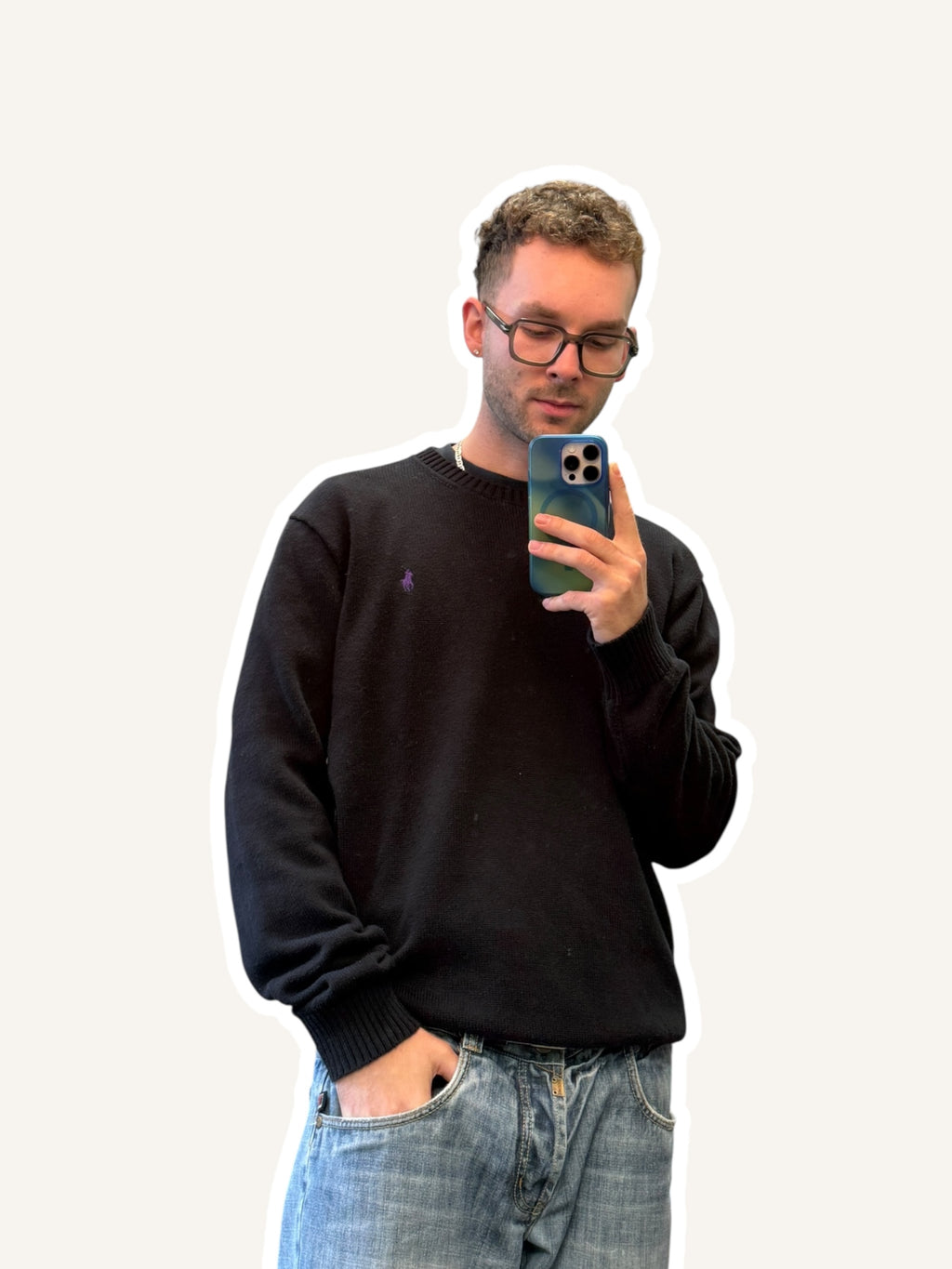 2010s Ralph Lauren Sweatshirt Schwarz Lila | XXL