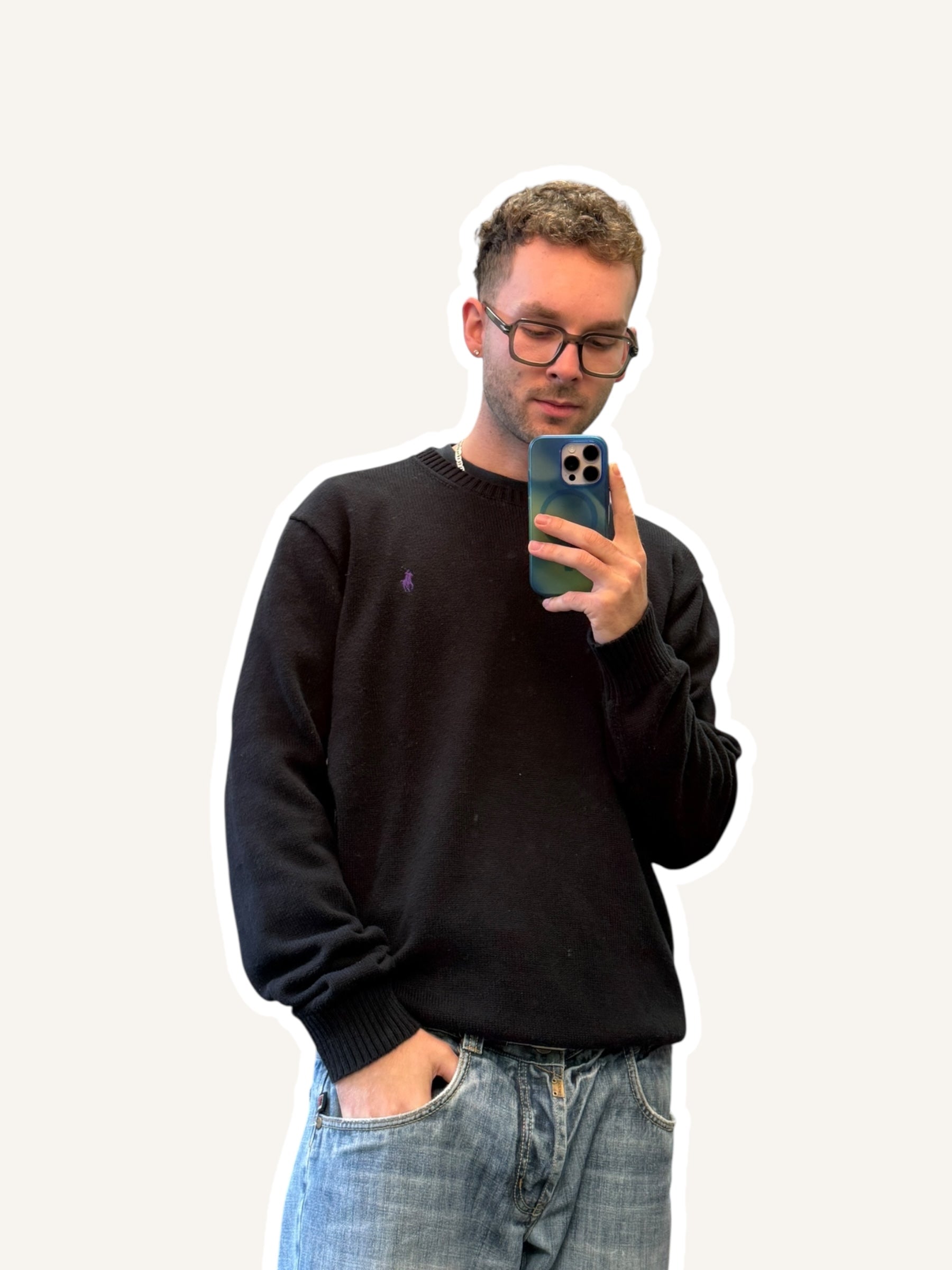 2010s Ralph Lauren Sweatshirt Schwarz Lila | XXL