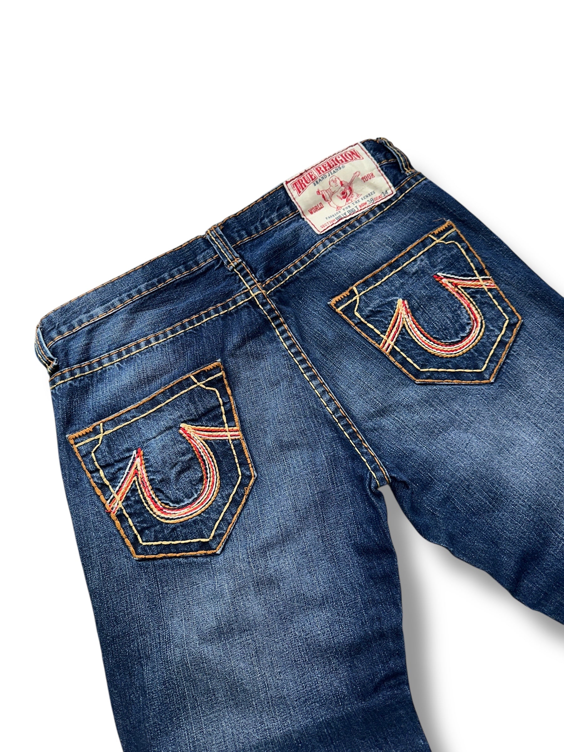Y2K True Religion Billy Big T Baggy Jeans Dunkelblau Washed | L-XL Men’s W38