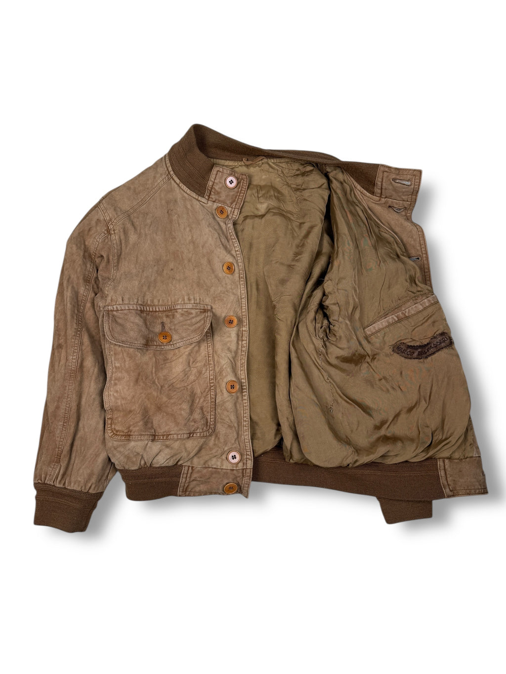 1980s Marco Baldassari Wildleder Bomber Braun | Vintage Lederjacke S