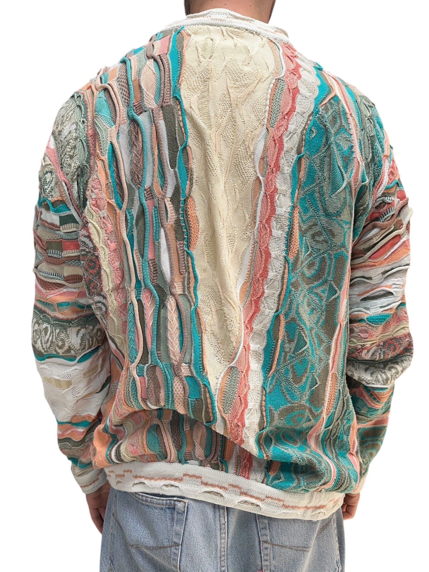 1990s Coogi Australia Strick Sweater Beige Blau L