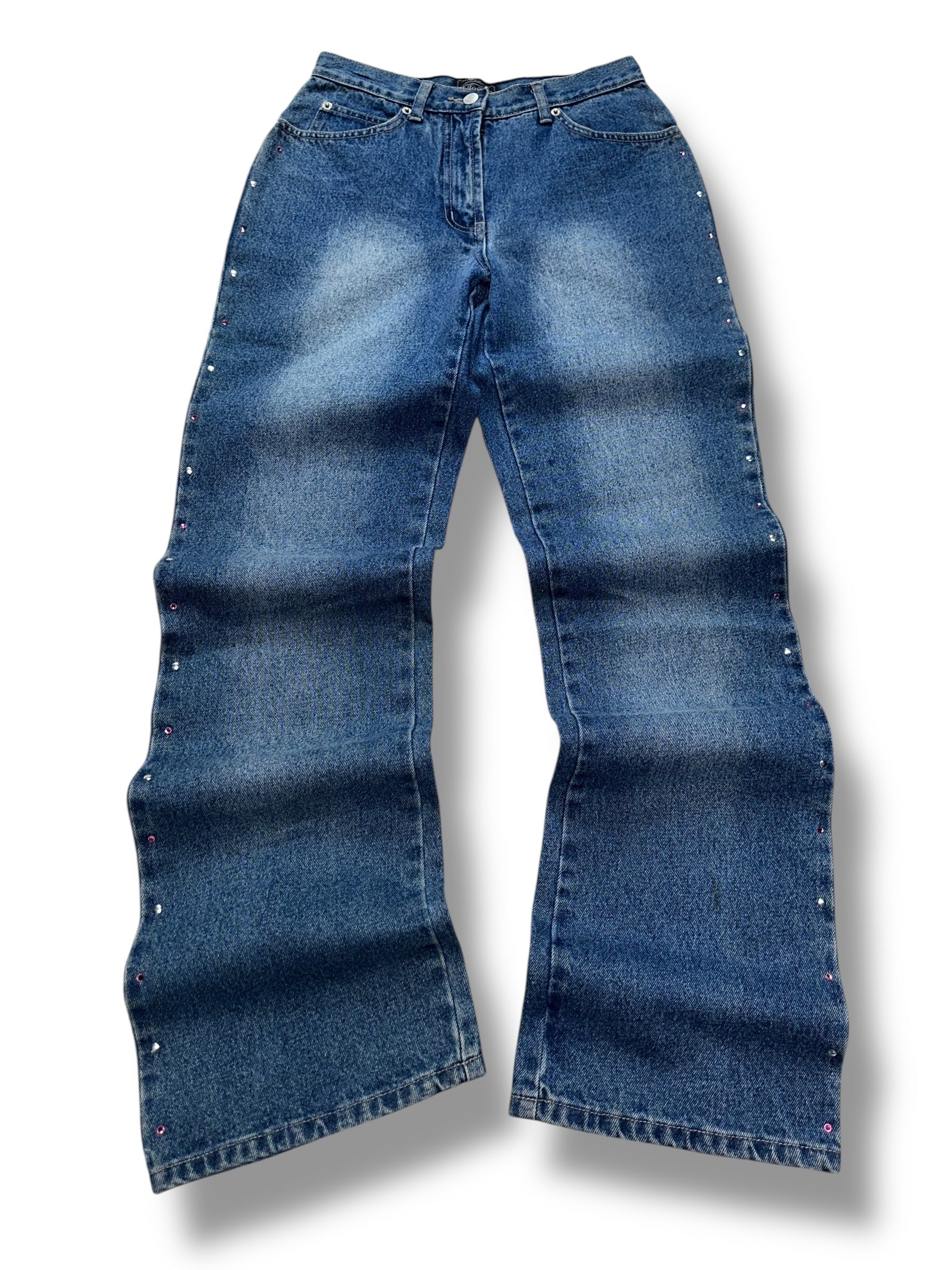 Y2K Buffalo Jeans Blau mit Glitzersteinen & Nieten | 34 Women’s W25