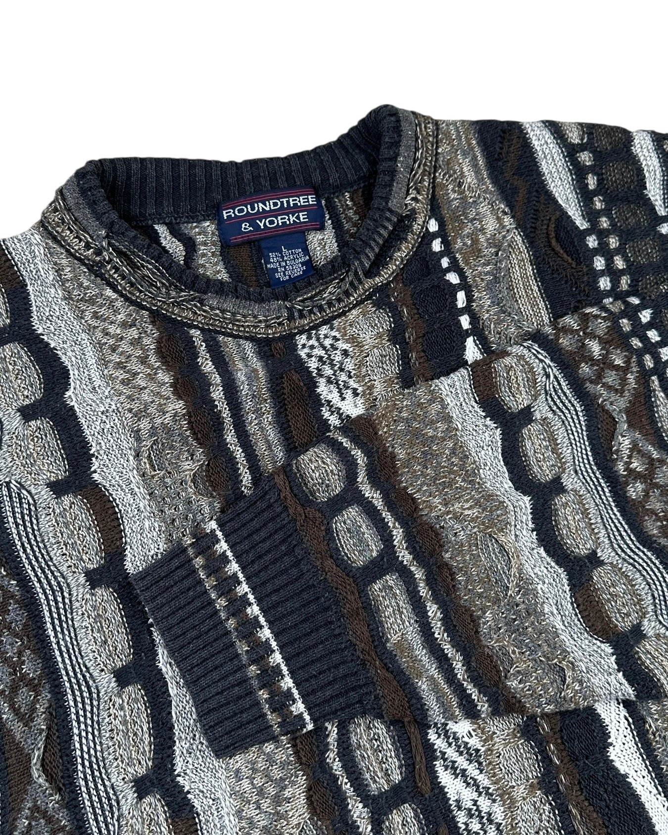 1990s Roundtree & Yorke 3D-Strickpullover Mehrfarbig | Vintage L