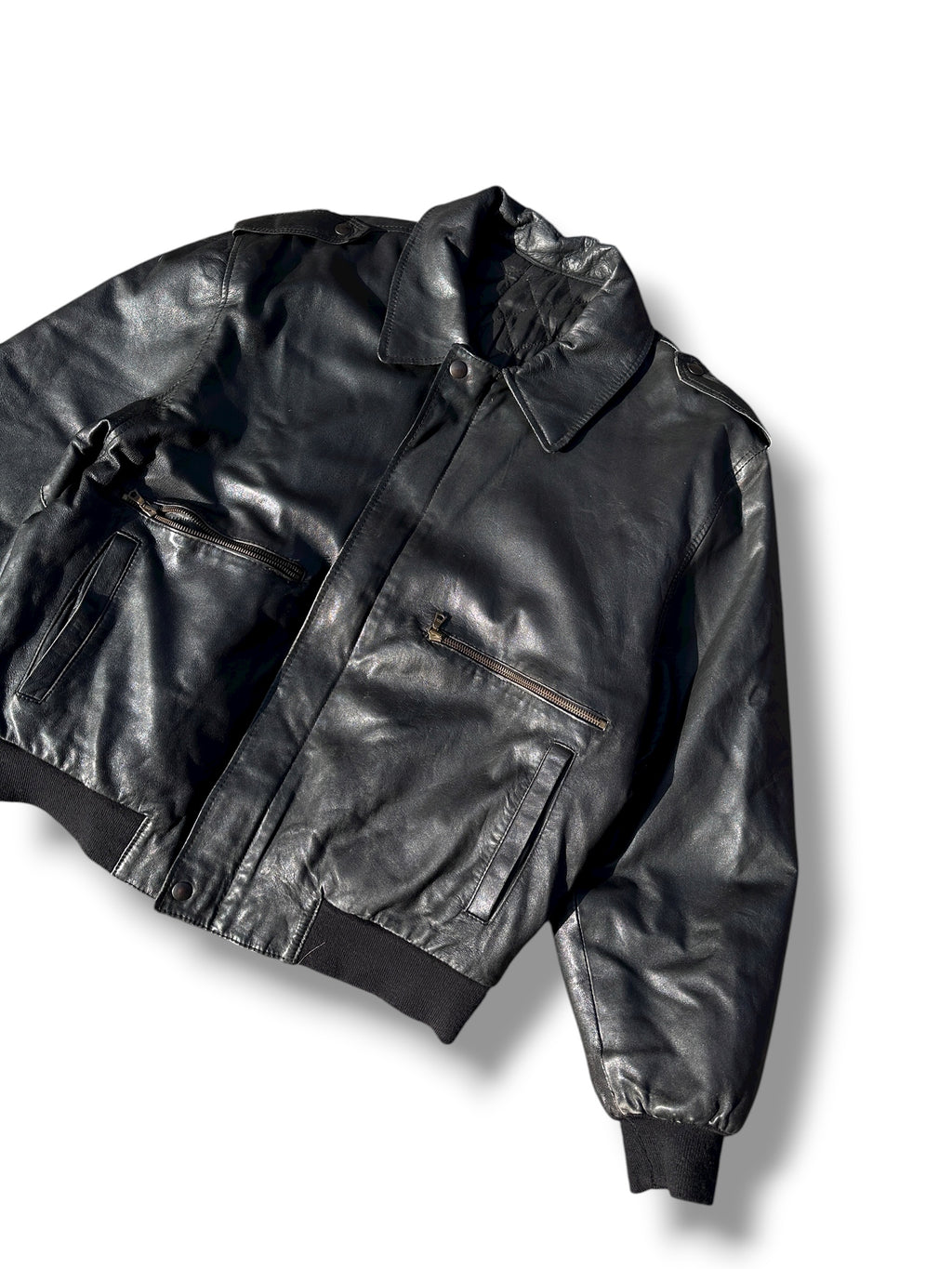 1990s Vera Pelle A-2 Fliegerjacke Leder Schwarz | M