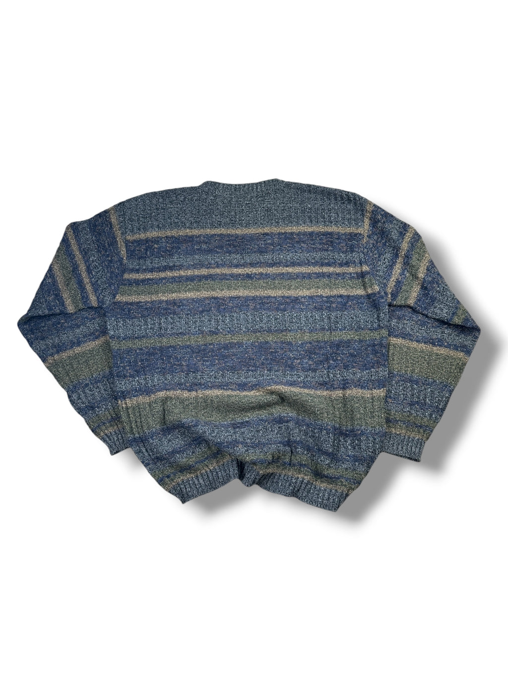 1990s Fieldmaster Strickpullover Mehrfarbig Meliert mit Streifen | Vintage XL
