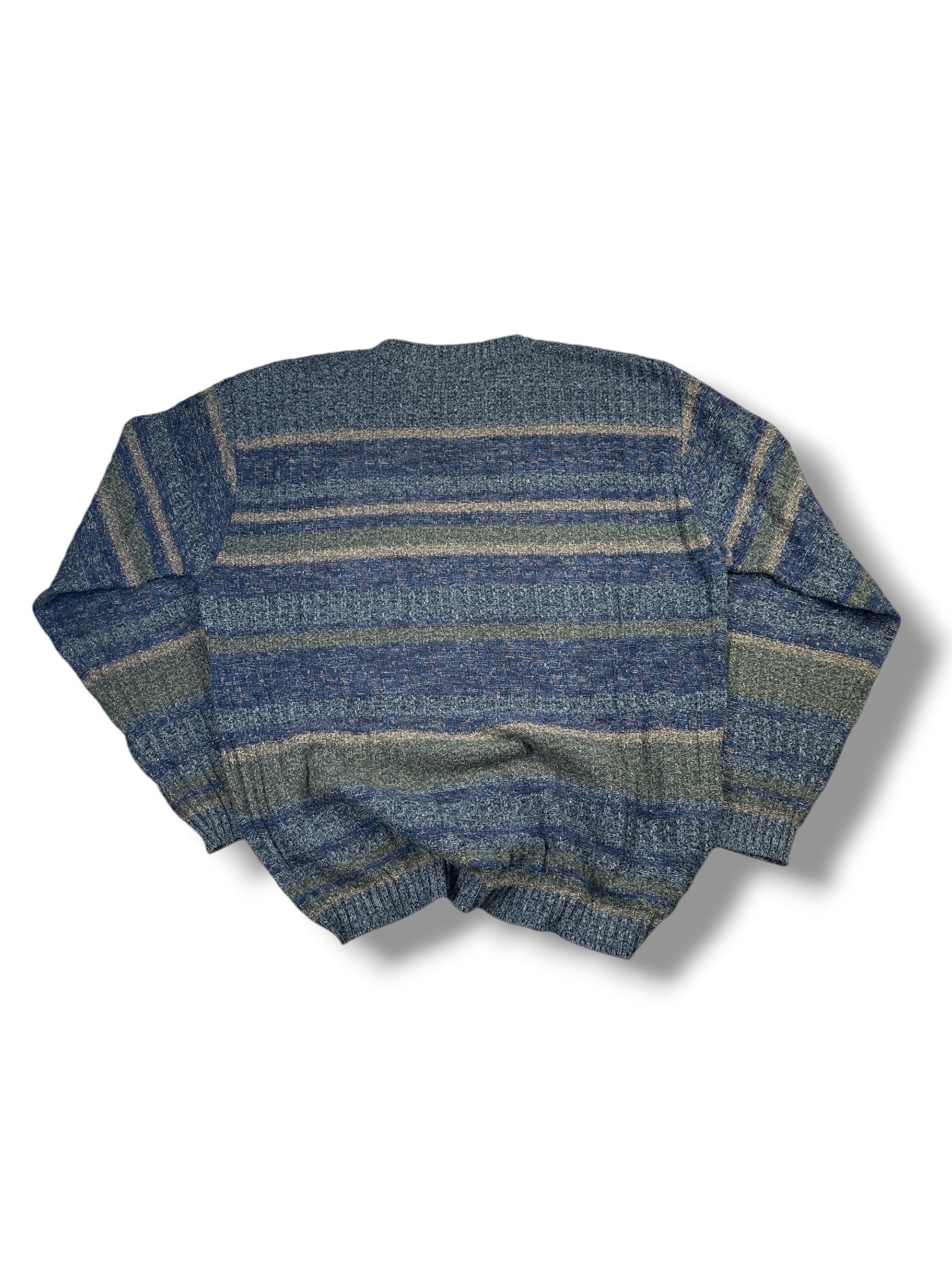 1990s Fieldmaster Strickpullover Mehrfarbig Meliert mit Streifen | Vintage XL