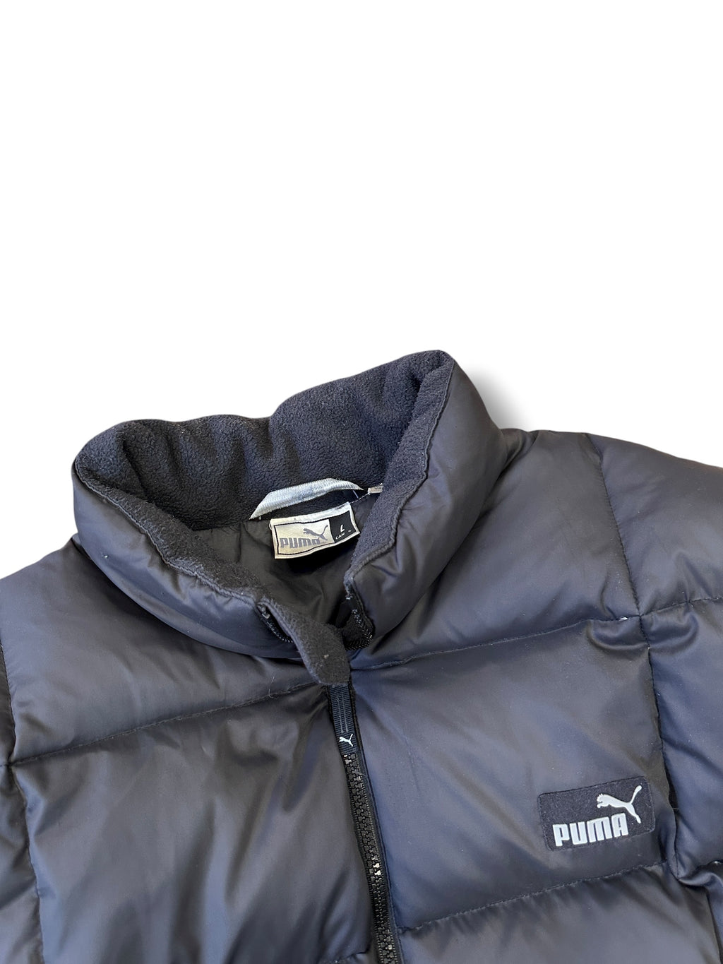 2000s Puma Daunenjacke Schwarz Gesteppt | Vintage L