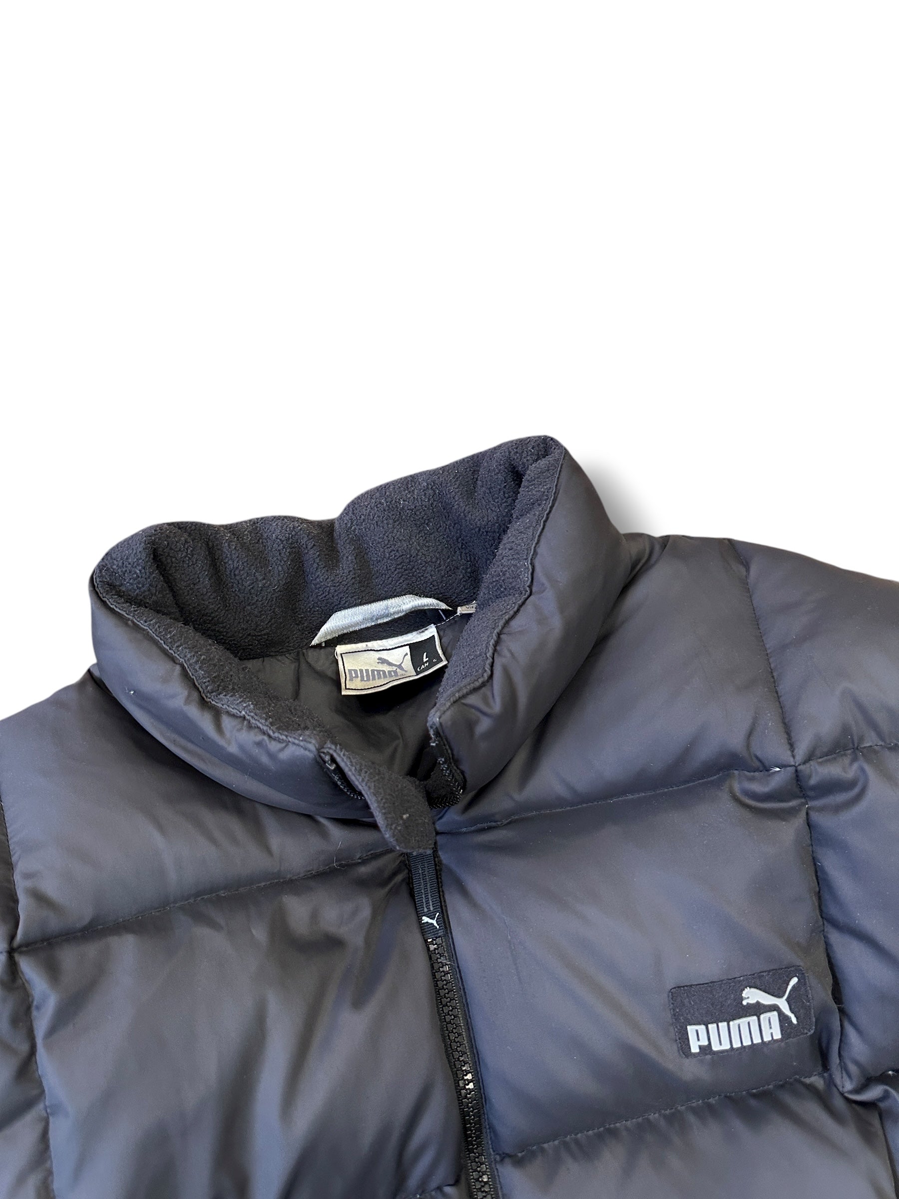 2000s Puma Daunenjacke Schwarz Gesteppt | Vintage L