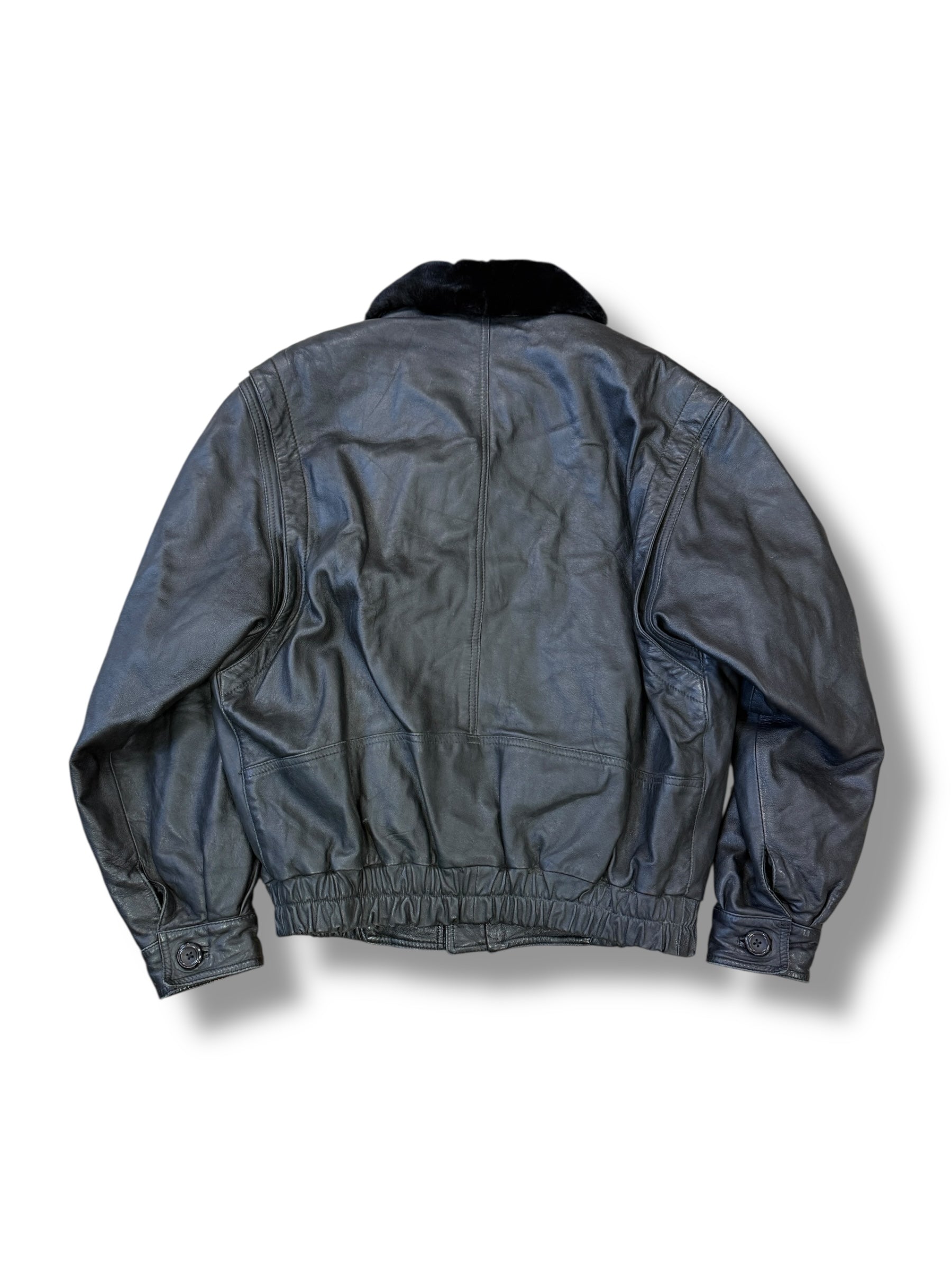 1990s Lederjacke Fliegerjacke Schwarz | M