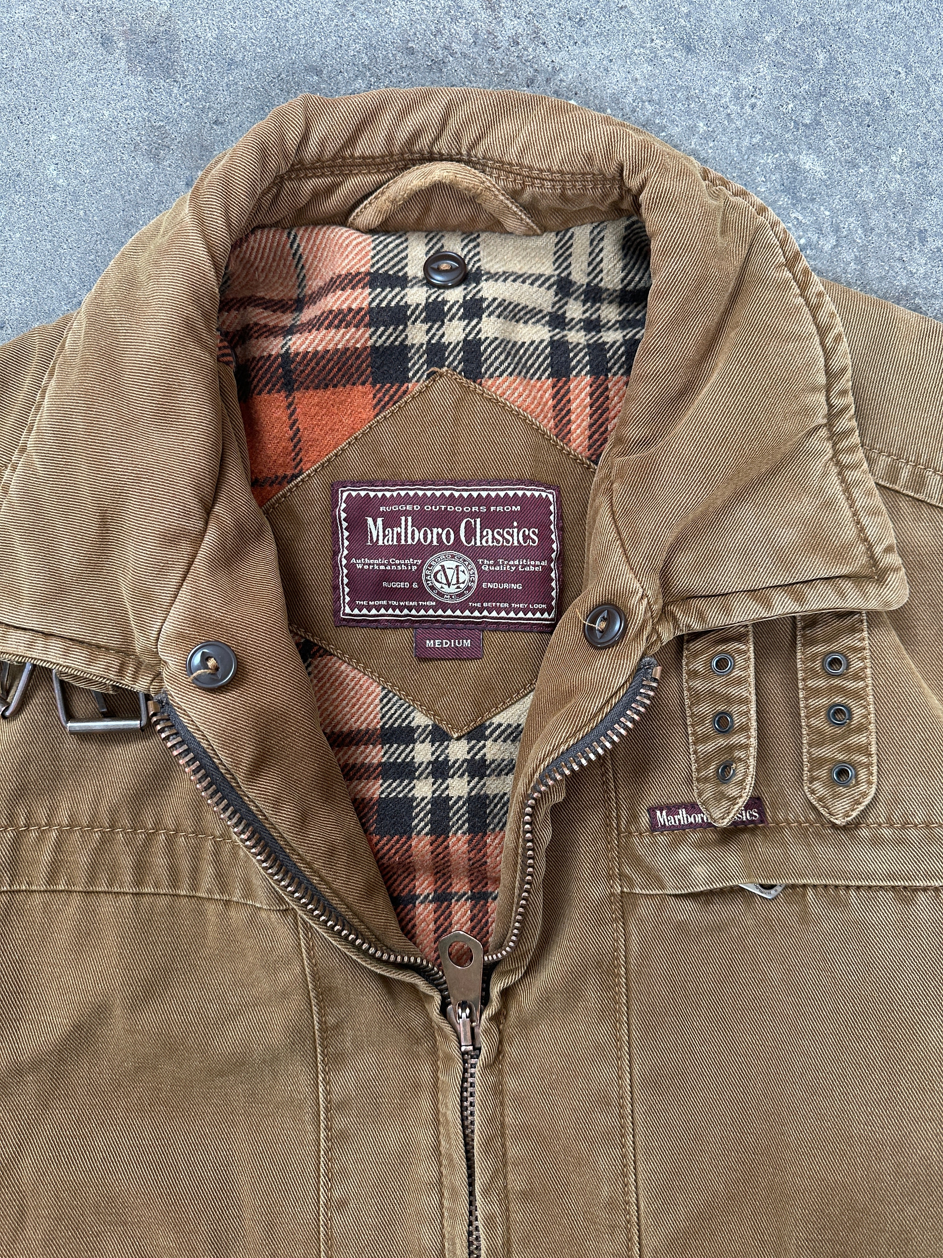 1990s Marlboro Classics Jeansjacke Braun | M–L