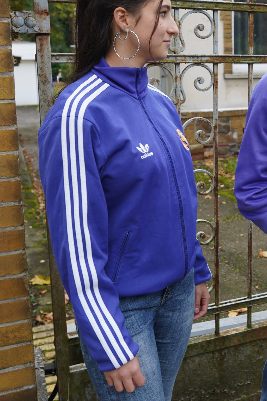 2000s Adidas x Real Madrid Vintage Trainingsjacke | Lila mit Streifen M
