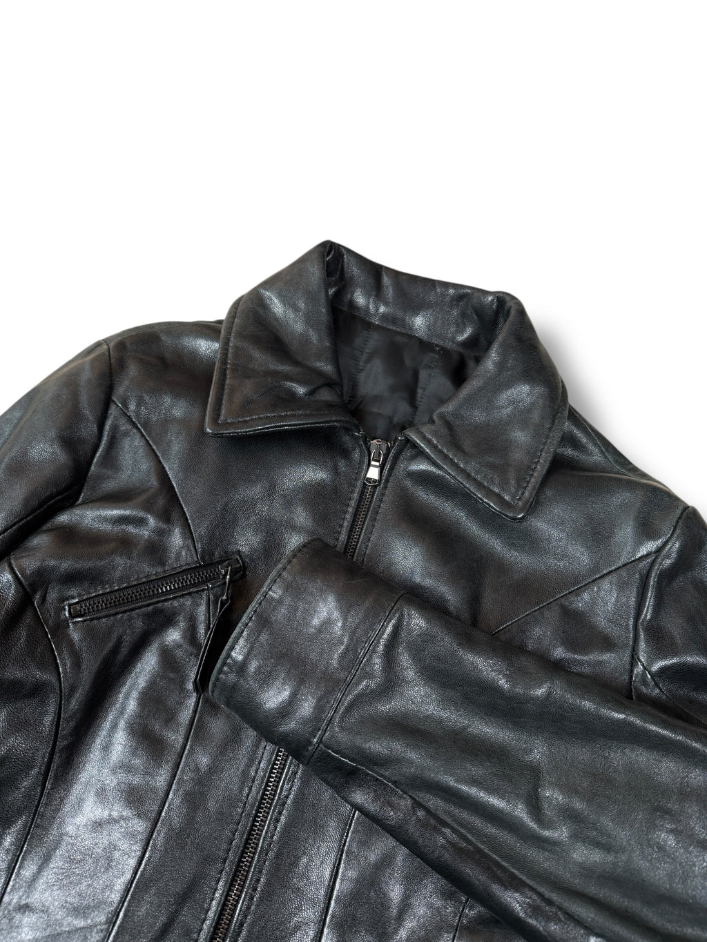 1990s Vera Pelle Lederjacke Schwarz Biker | S