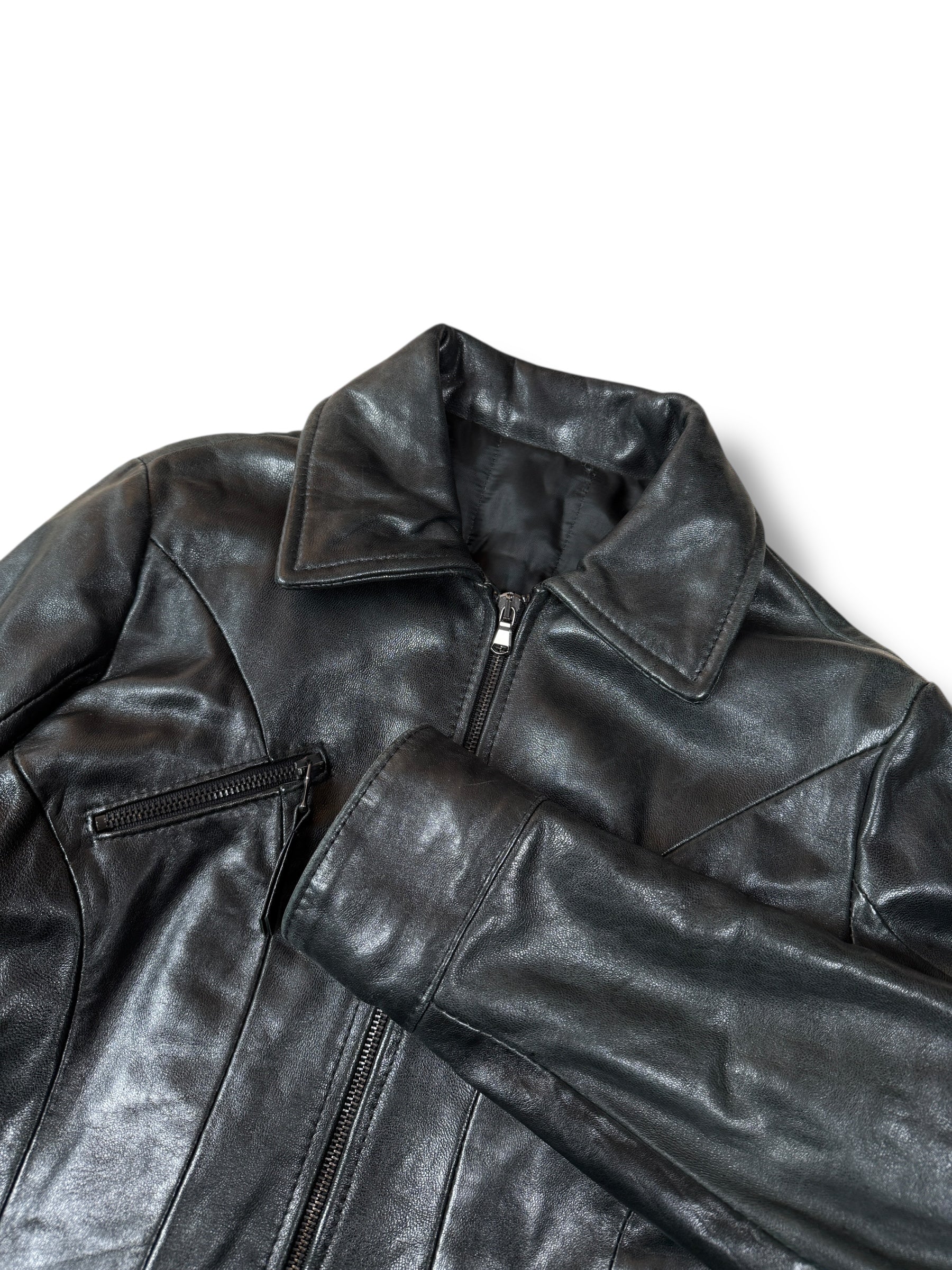 1990s Vera Pelle Lederjacke Schwarz Biker | S
