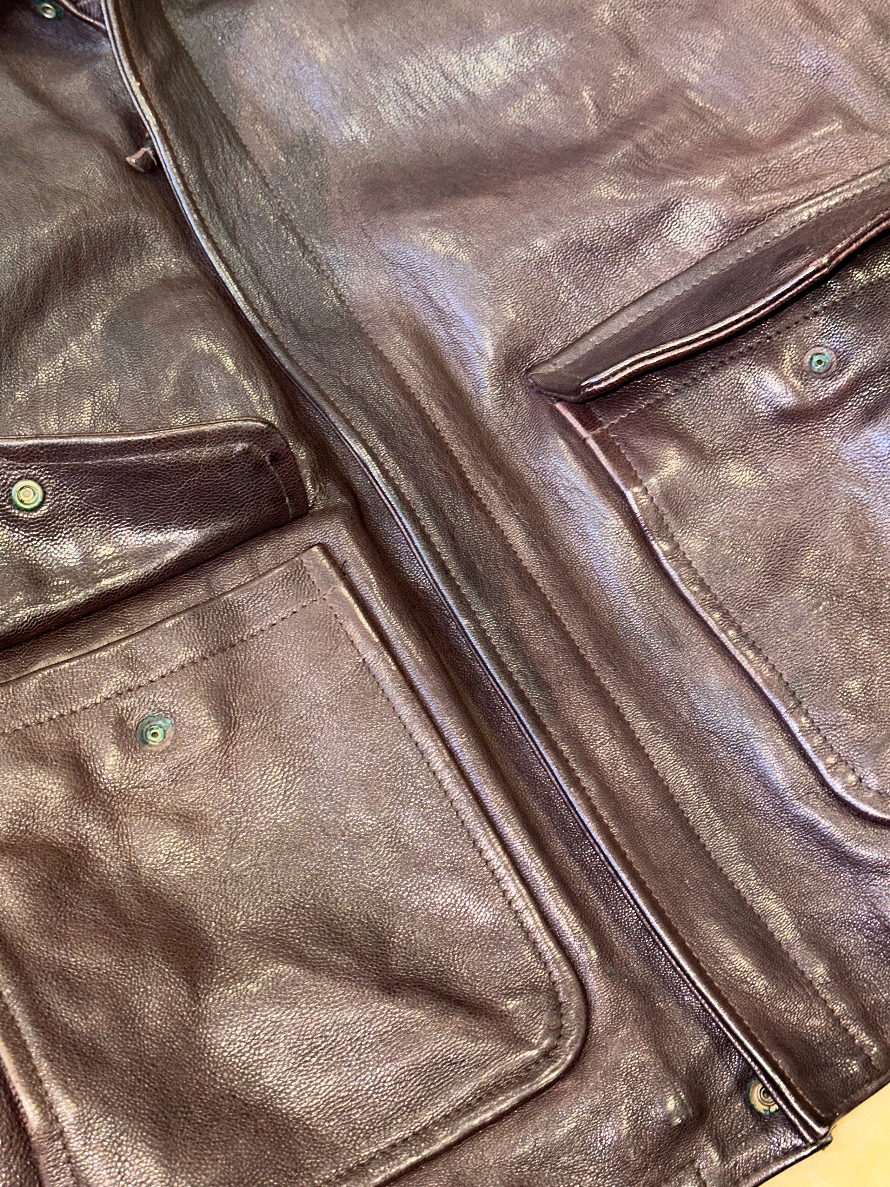 1980s Aero Stewart Strong Jacket Lederjacke Dunkelbraun | Vera Pelle Made in Italy M