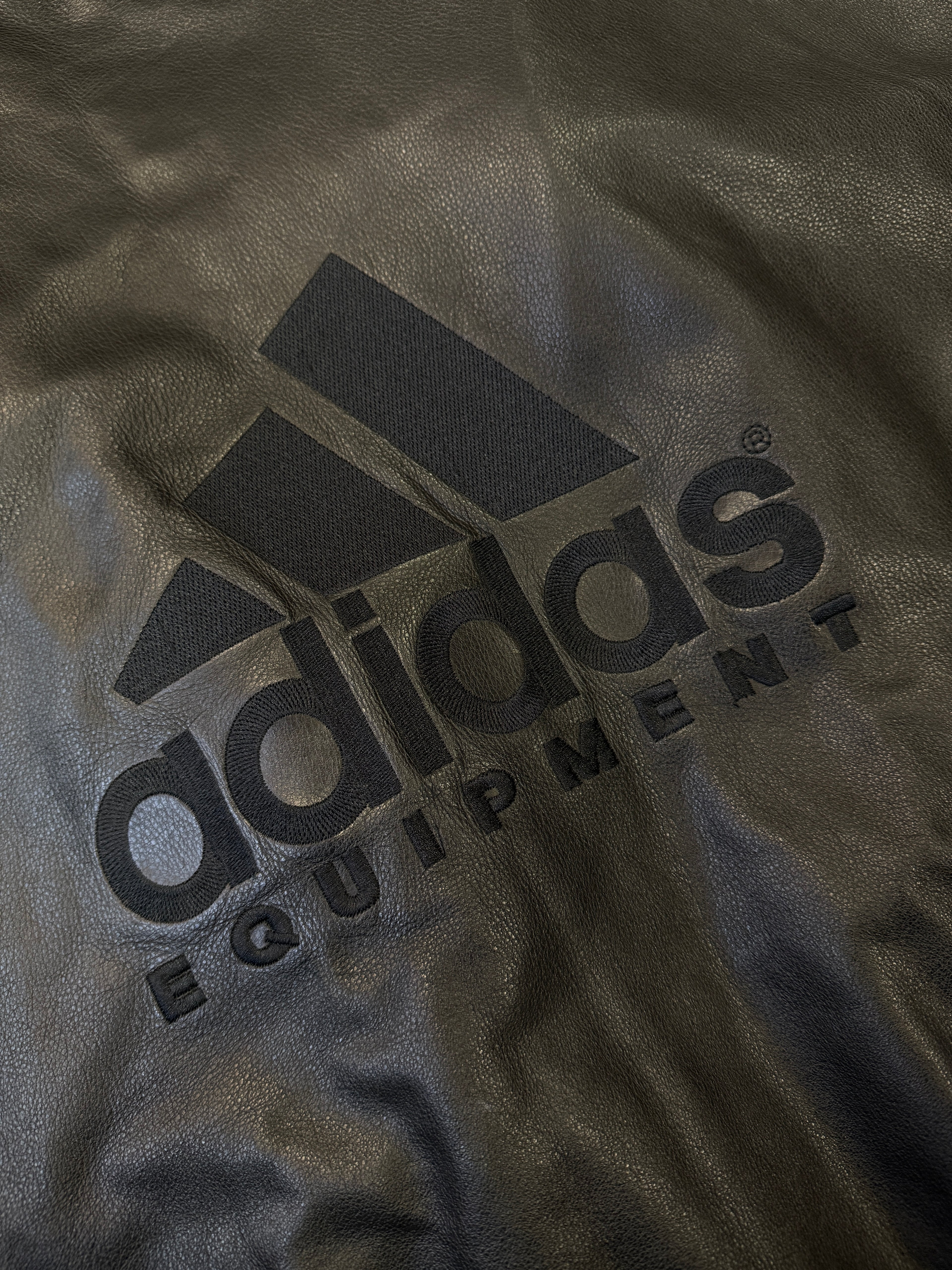 1990s Adidas Equipment Lederjacke Schwarz | XXL