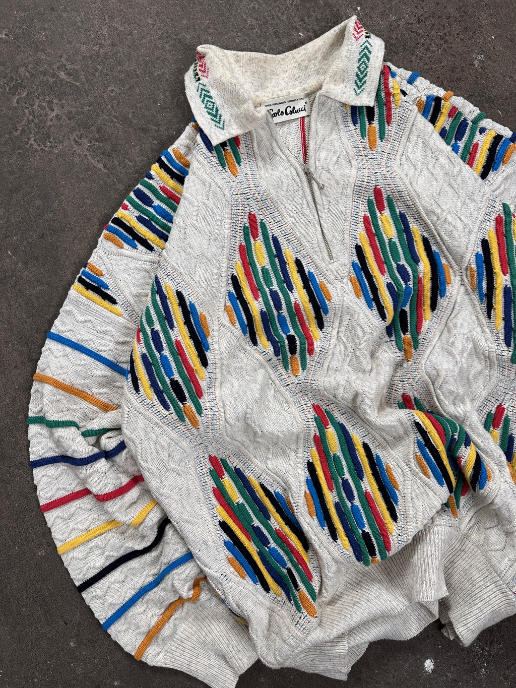 1990s Carlo Colucci Reggae Sweater Kragen Bunt L