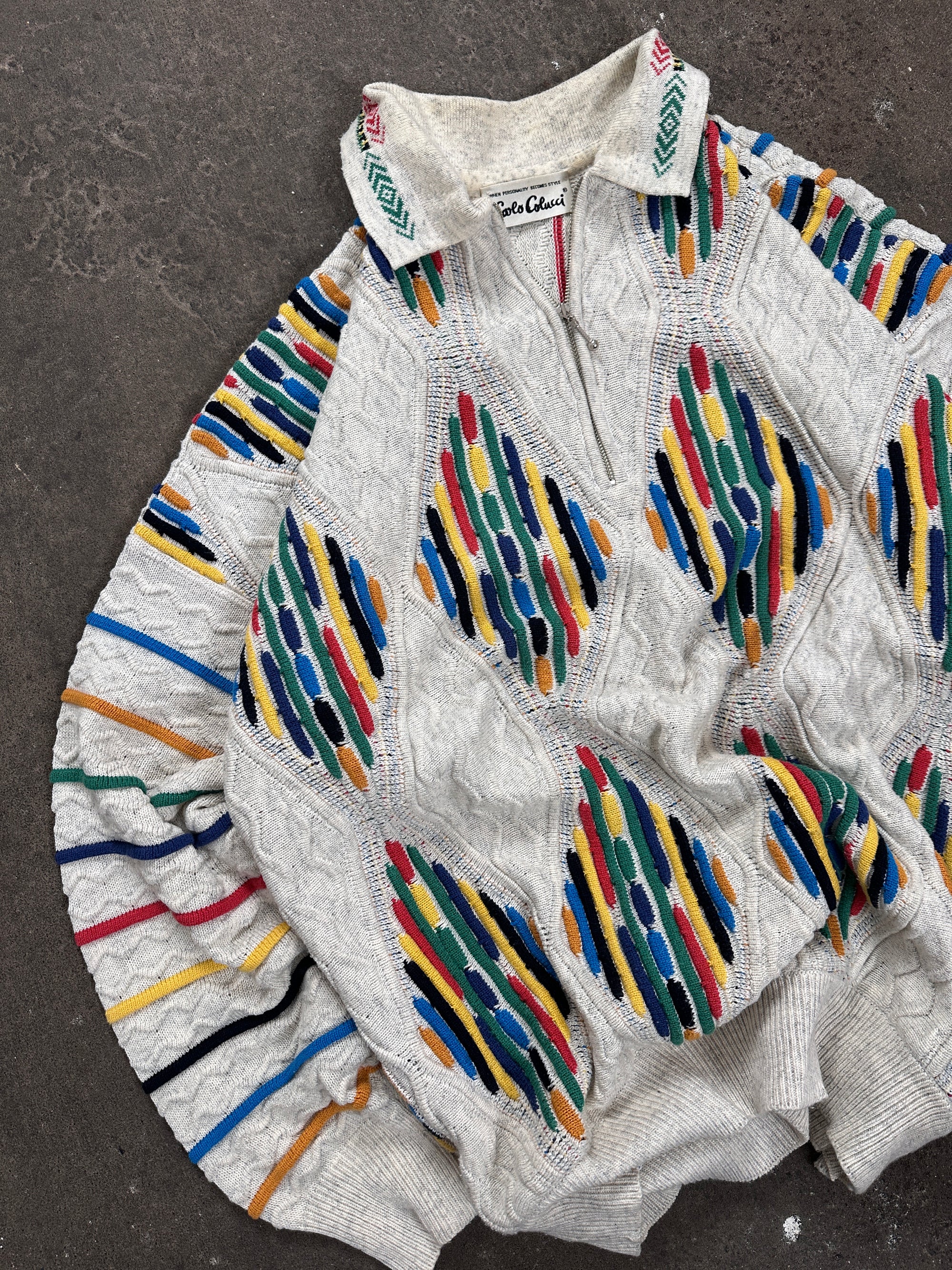 1990s Carlo Colucci Reggae Sweater Kragen Bunt L