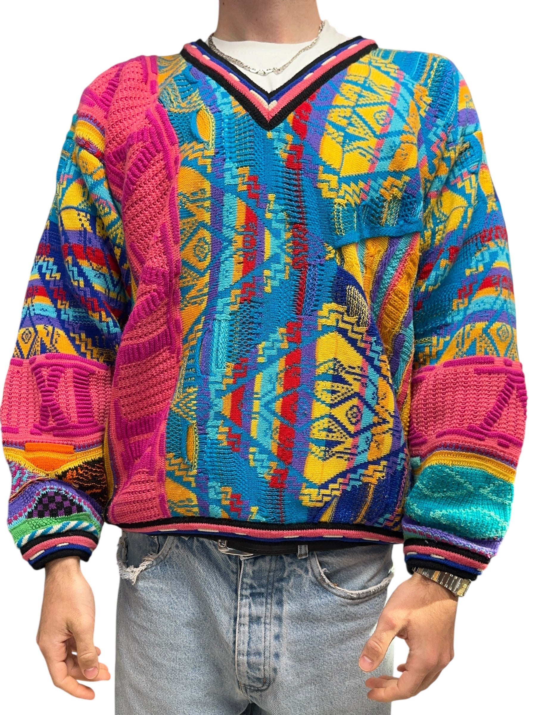 1990s Coogi Australia Sweater Pink Blau M