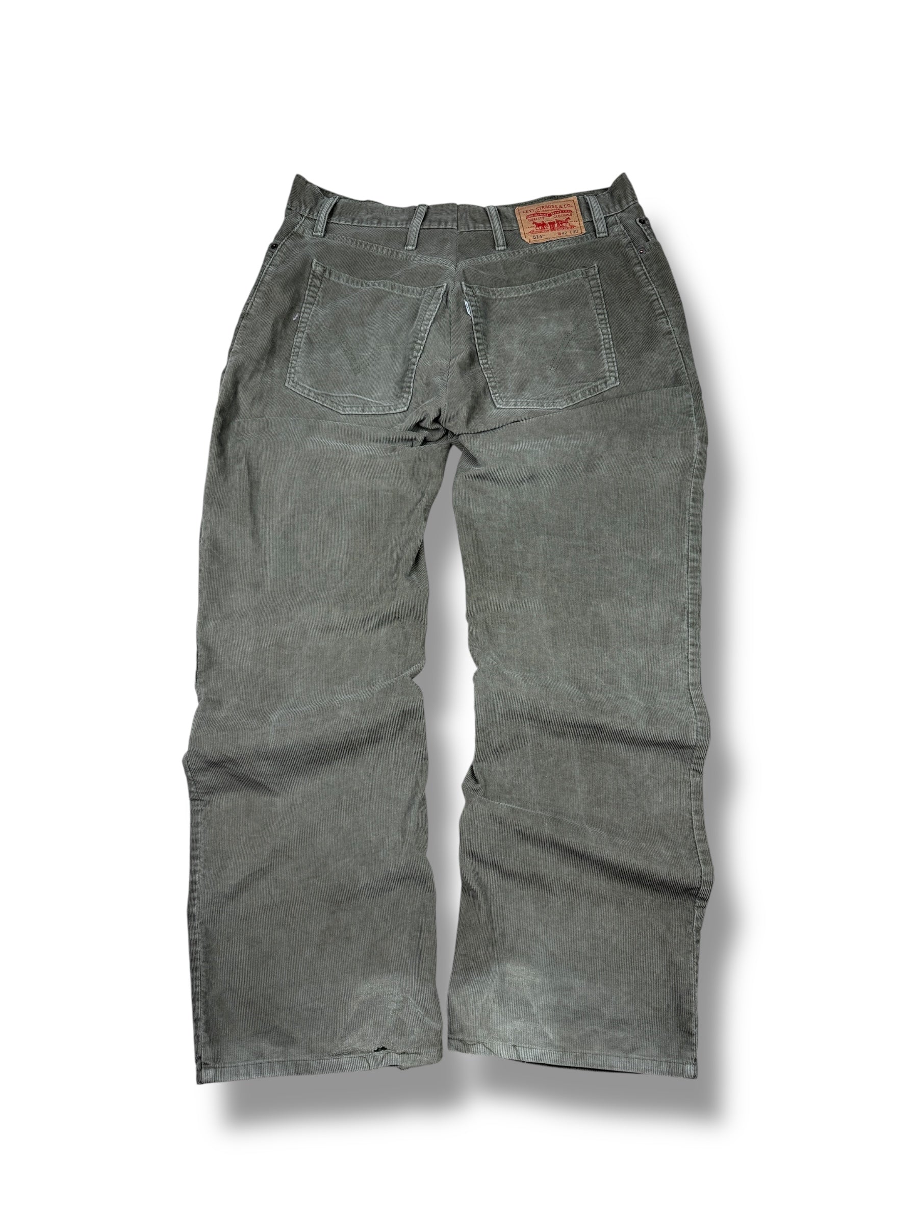 1990s Levi’s 514 Cordhose Graugrün | White Tab | L W33