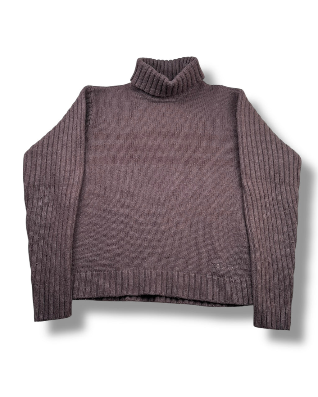 2010s Adidas Rollkragen Crewneck Stricksweater Braun Spellout L-XL | Vintage
