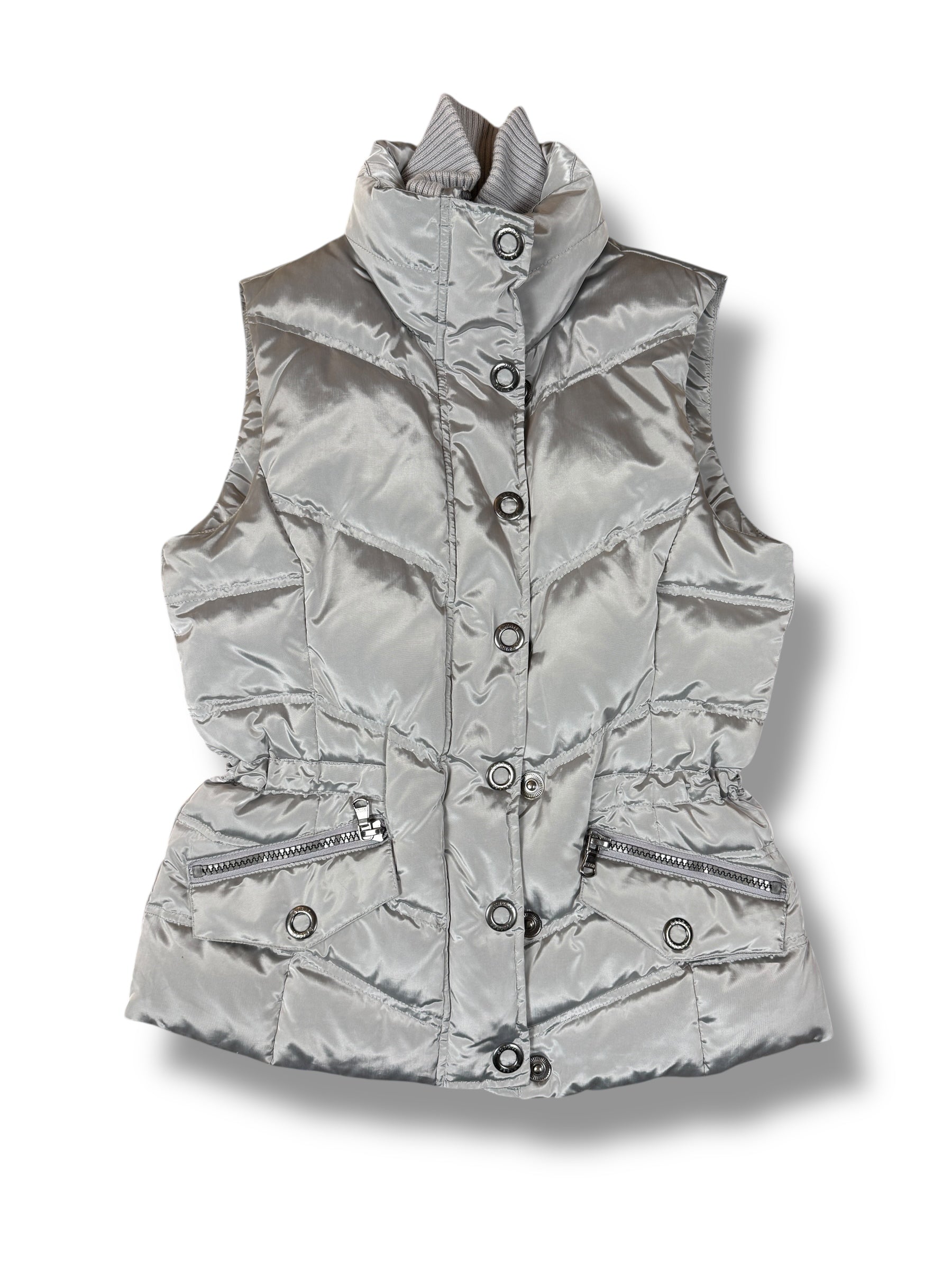 2000s Y2K Esprit Daunenweste Grau/Silber | M