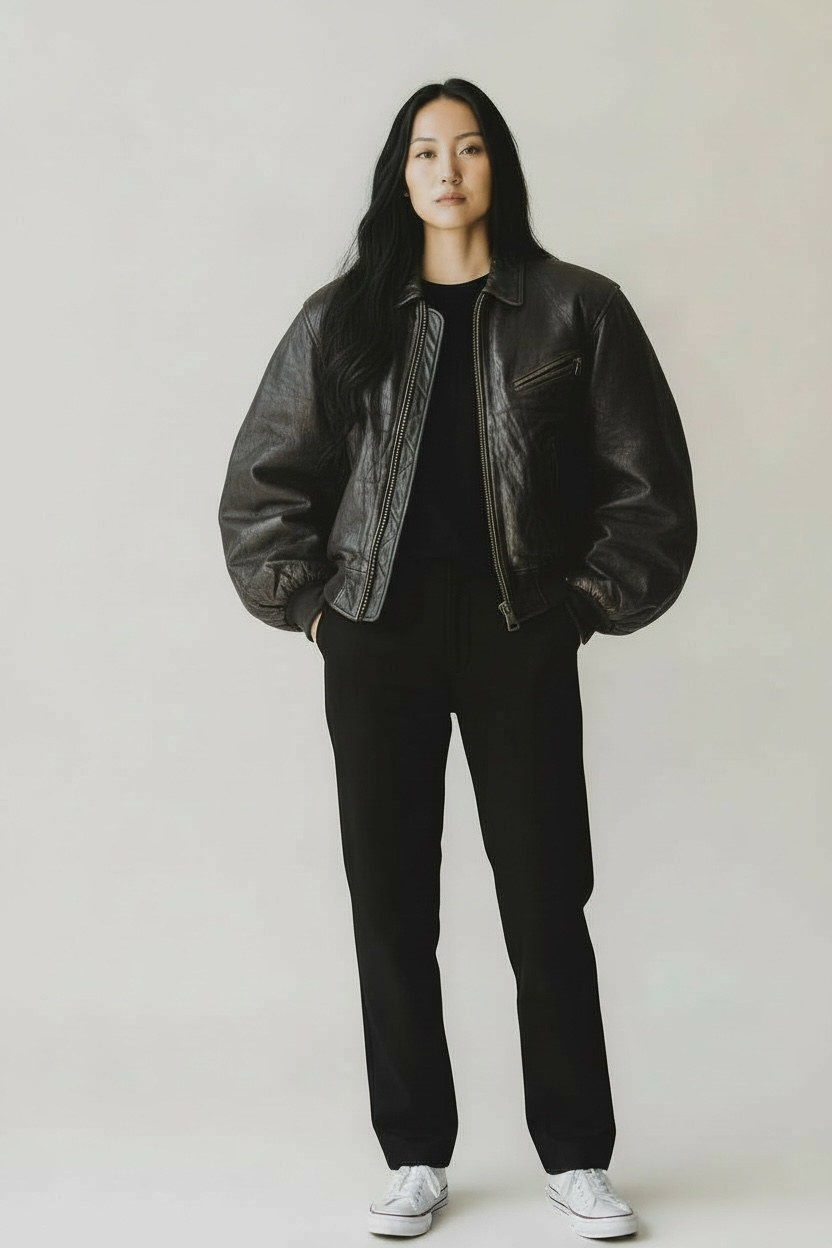 1980s Lindbergh Lederjacke Dunkelbraun | Bomberstil | S–M