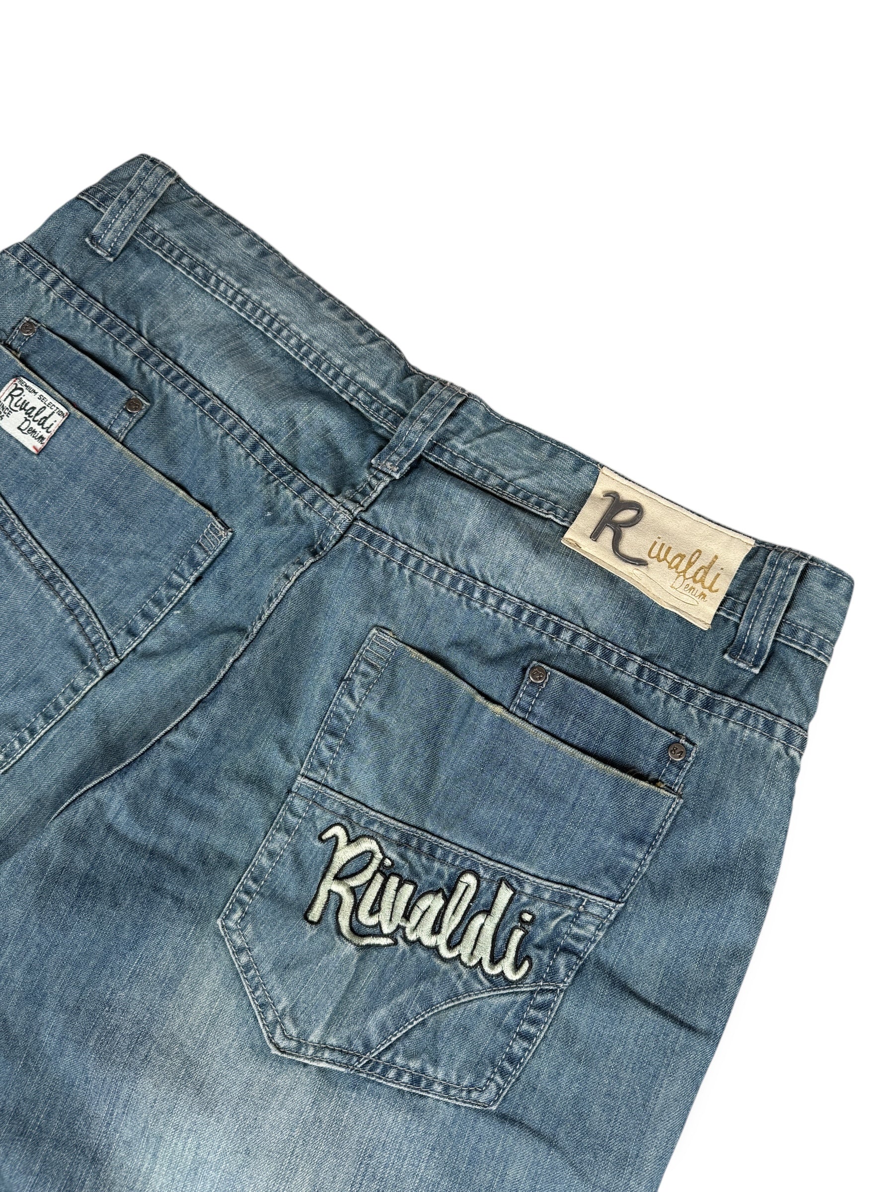 2000s Rivaldi Denim Jeans Blau Washed | L–XL (Neu)