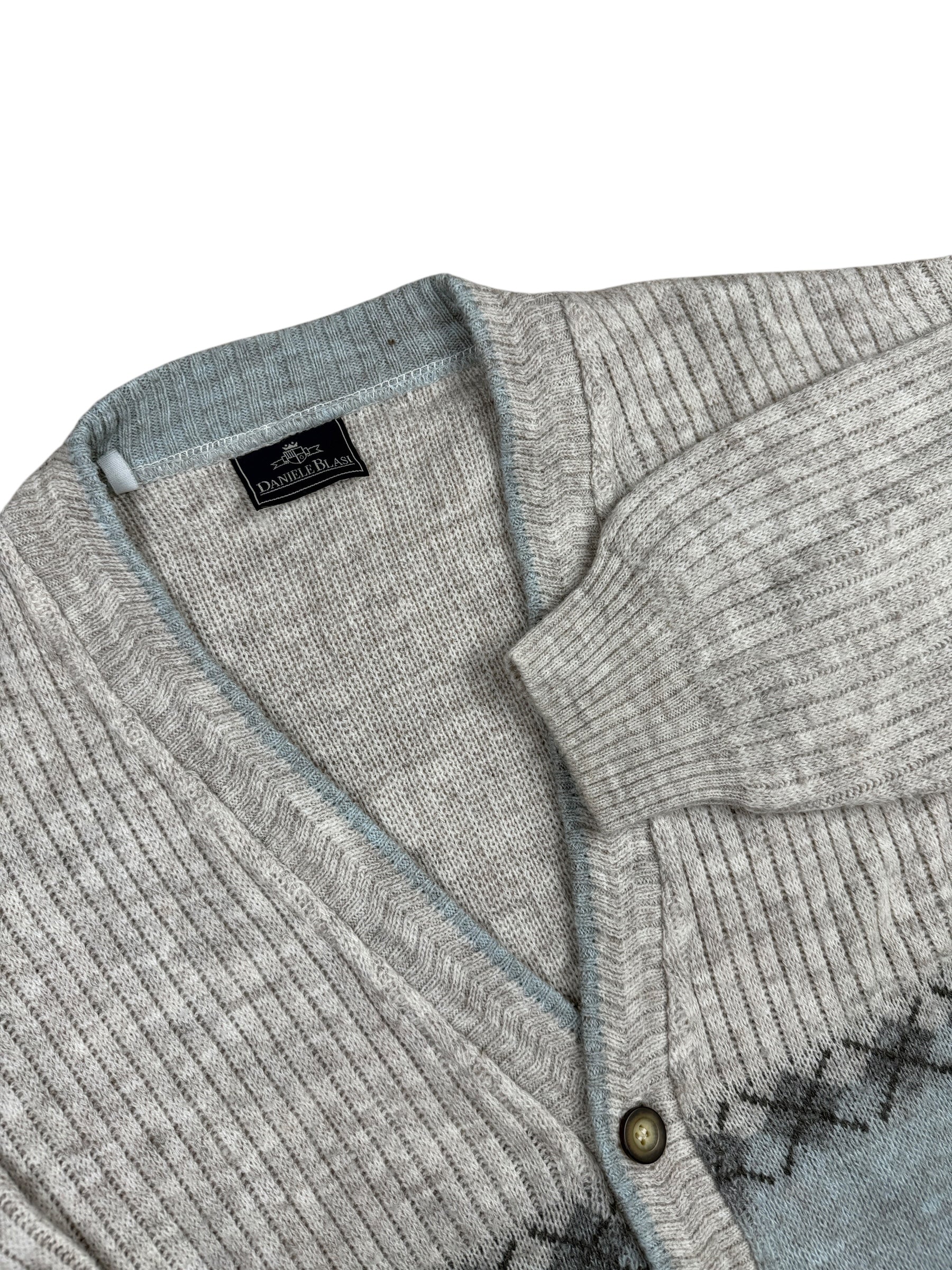 1990s Daniele Blasi Cardigan Hellgrau Blau | Wolle Mix | M
