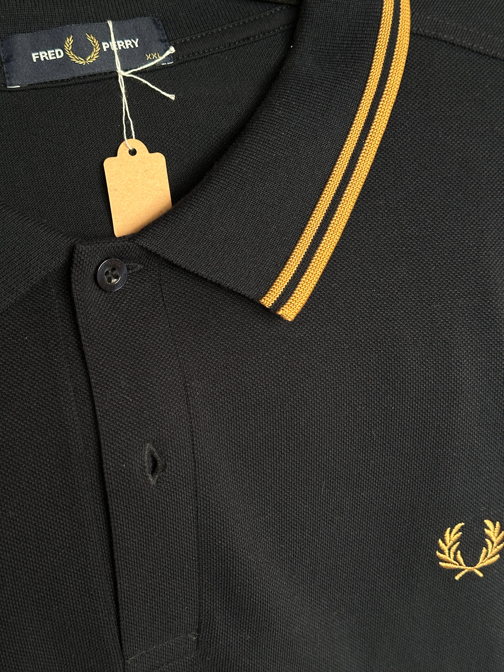 2000s Fred Perry Polo langarm Schwarz XXL