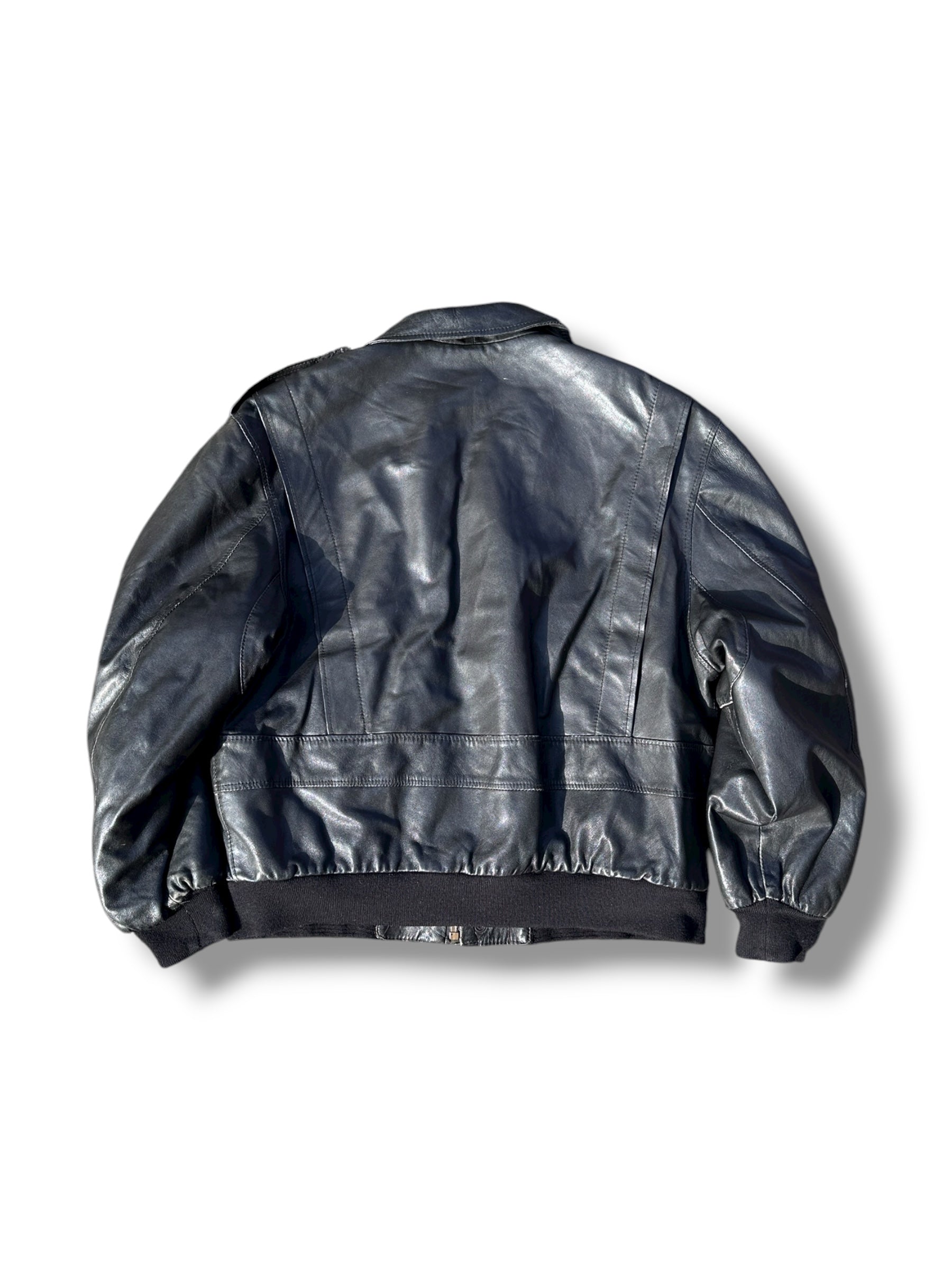 1990s Vera Pelle A-2 Fliegerjacke Leder Schwarz | M
