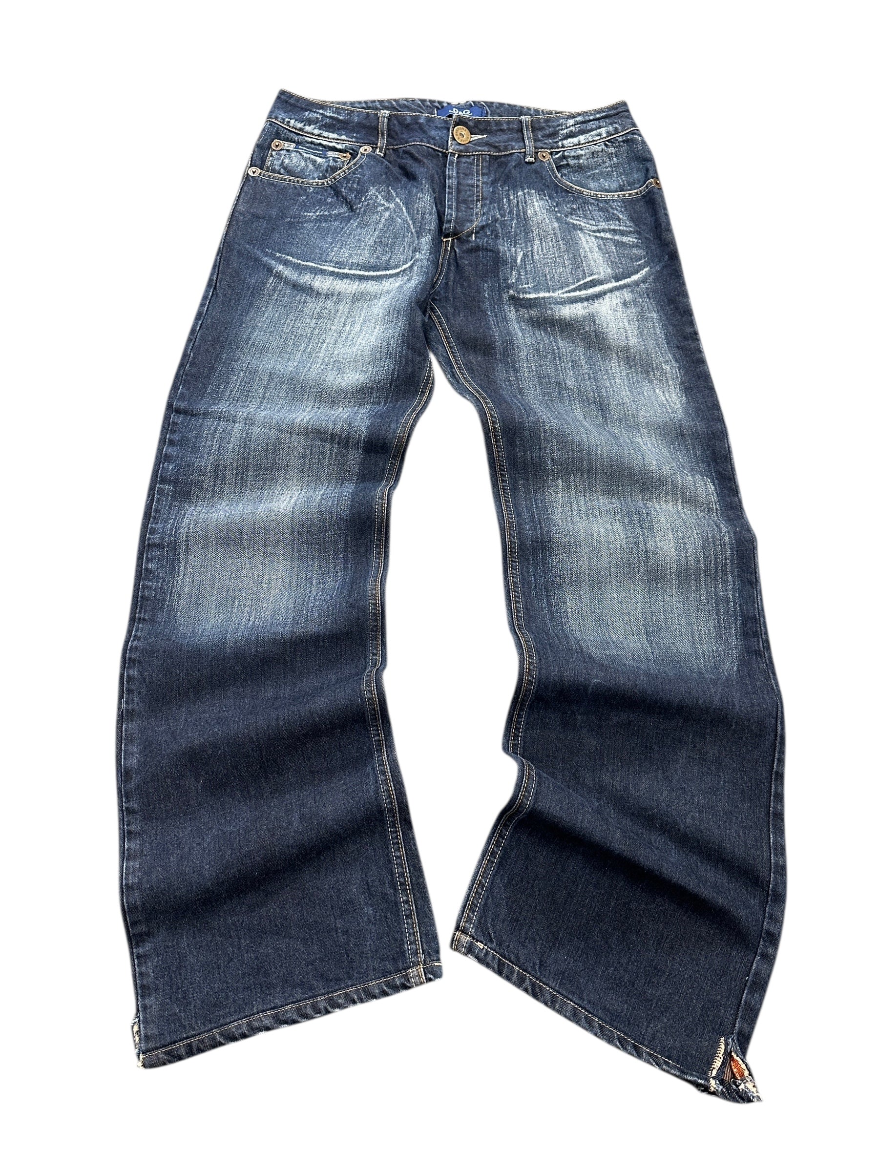 2000s D&G Dolce & Gabbana Metal Plate Baggy open leg grail archive y2k W36 L34