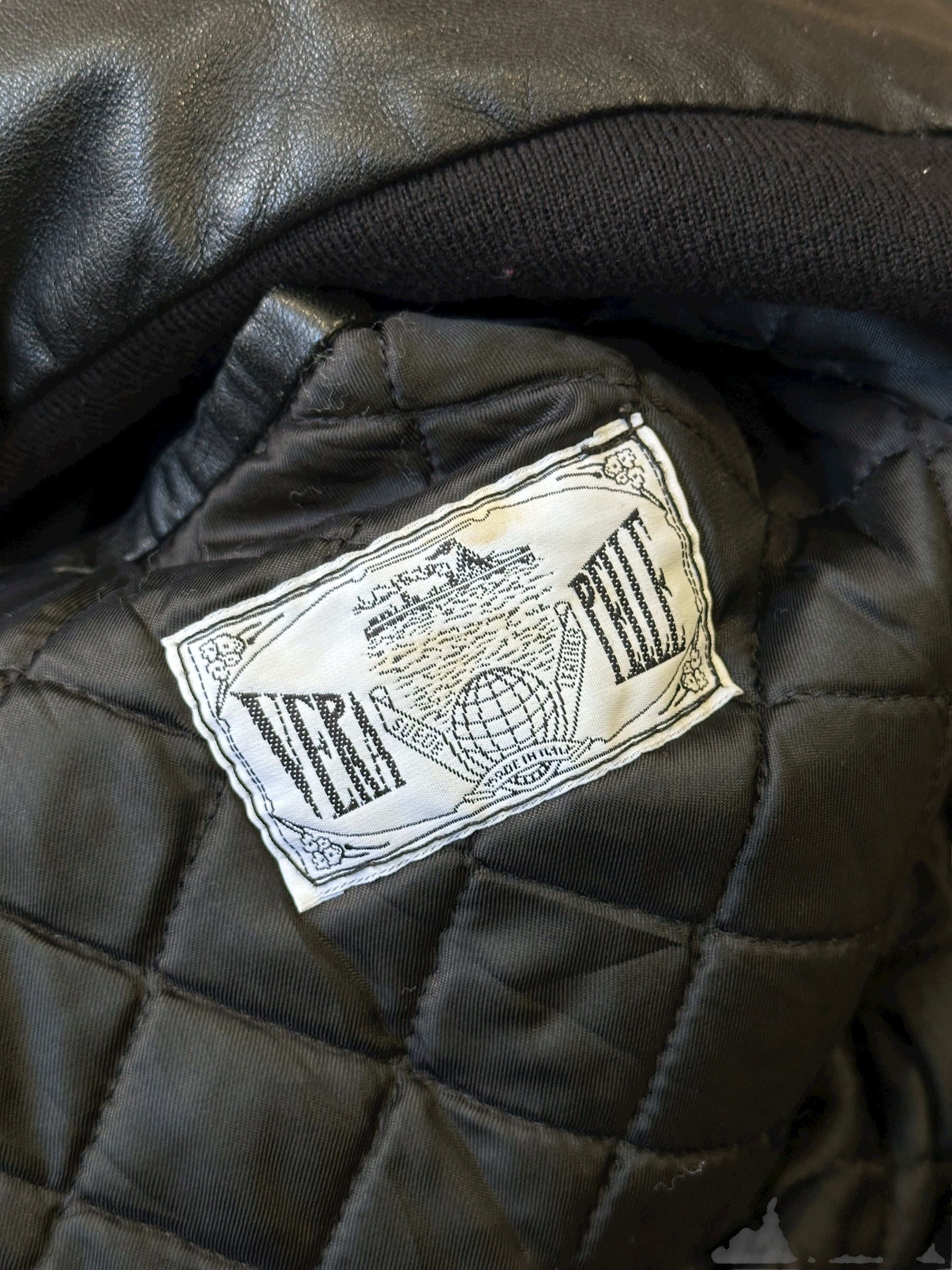 1990s Vera Pelle A-2 Fliegerjacke Leder Schwarz | M