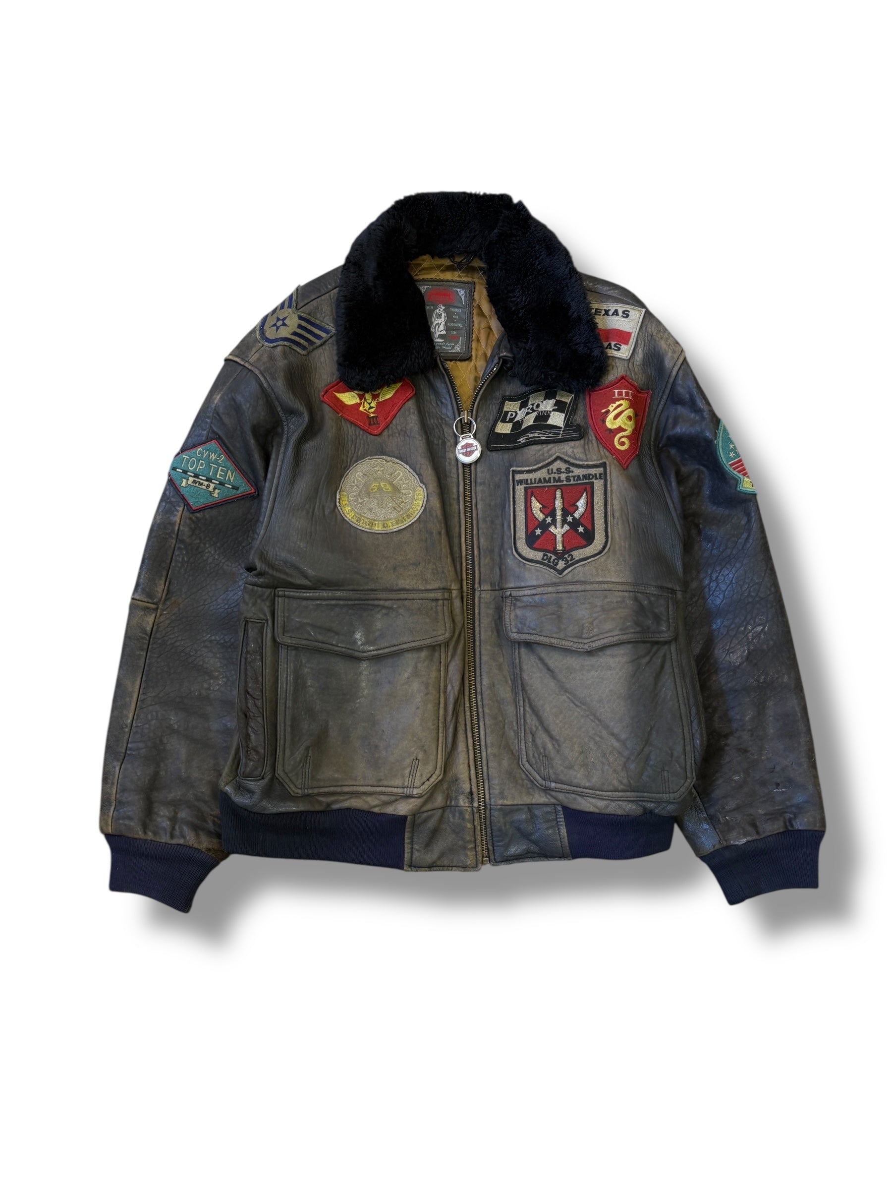 1970s Amerikanische Fliegerjacke Echtleder Lederjacke | M-L