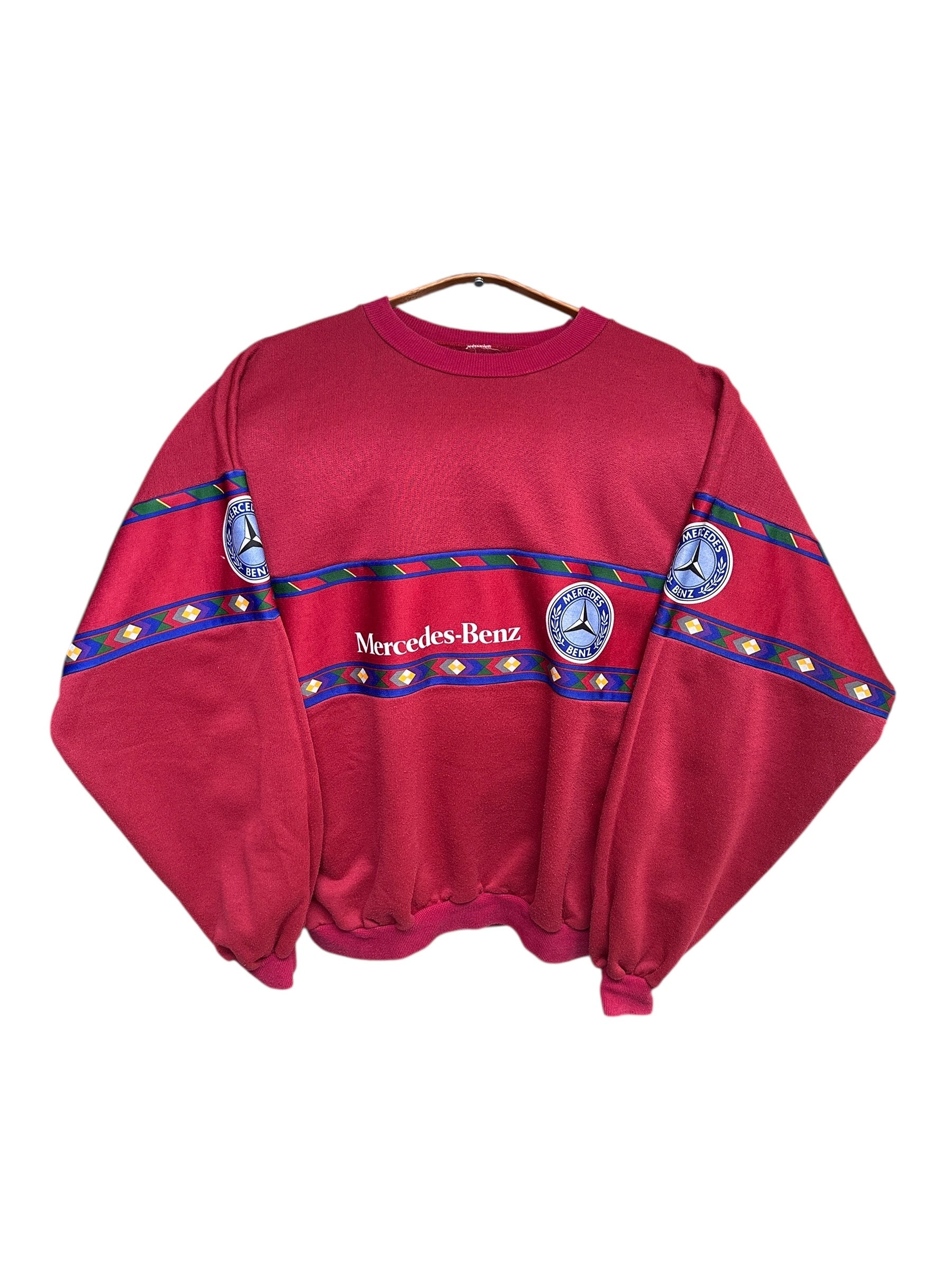 1990s Mercedes Benz Vintage Sweater Rot Bordeaux M/L