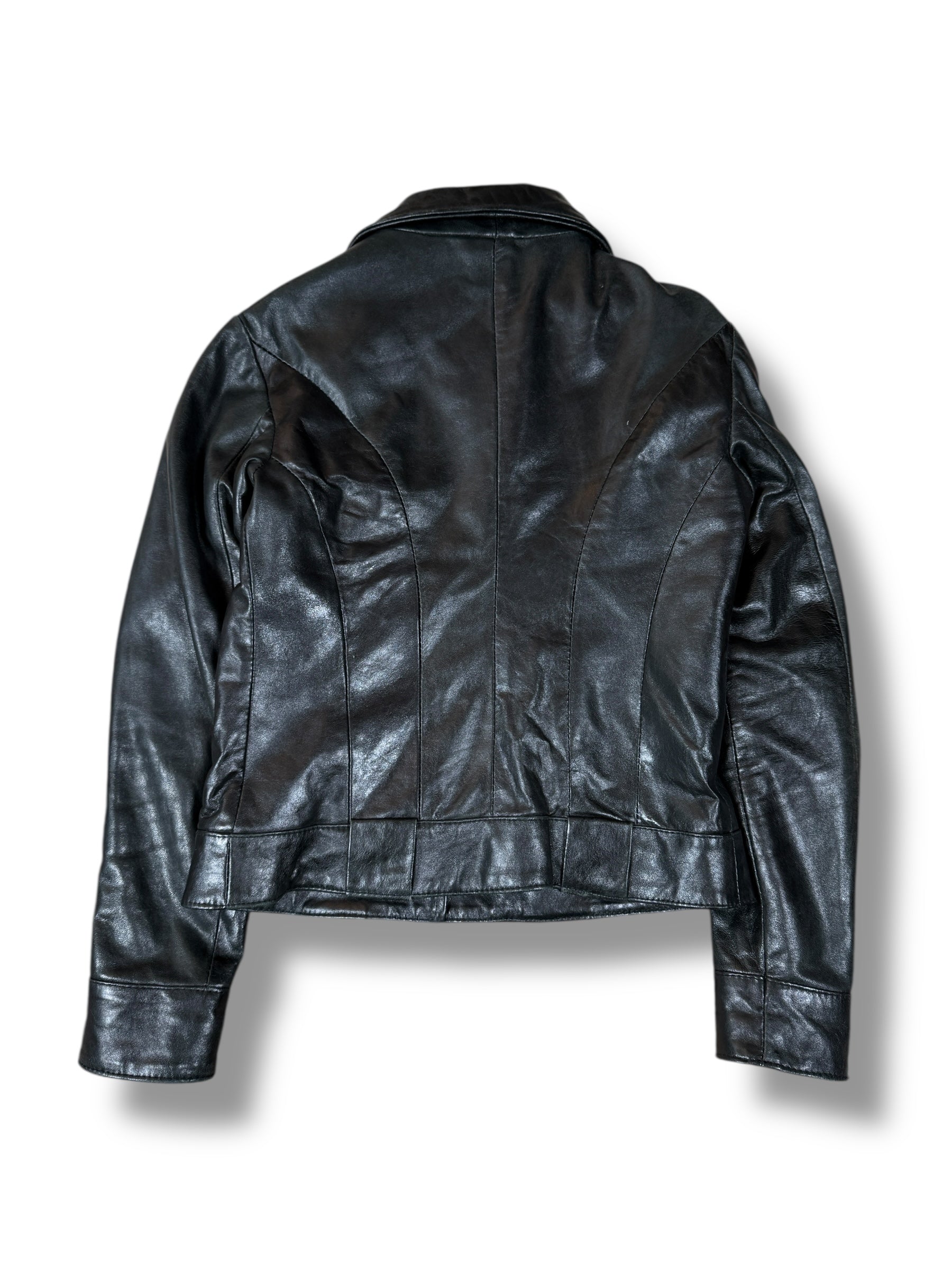 1990s Vera Pelle Lederjacke Schwarz Biker | S
