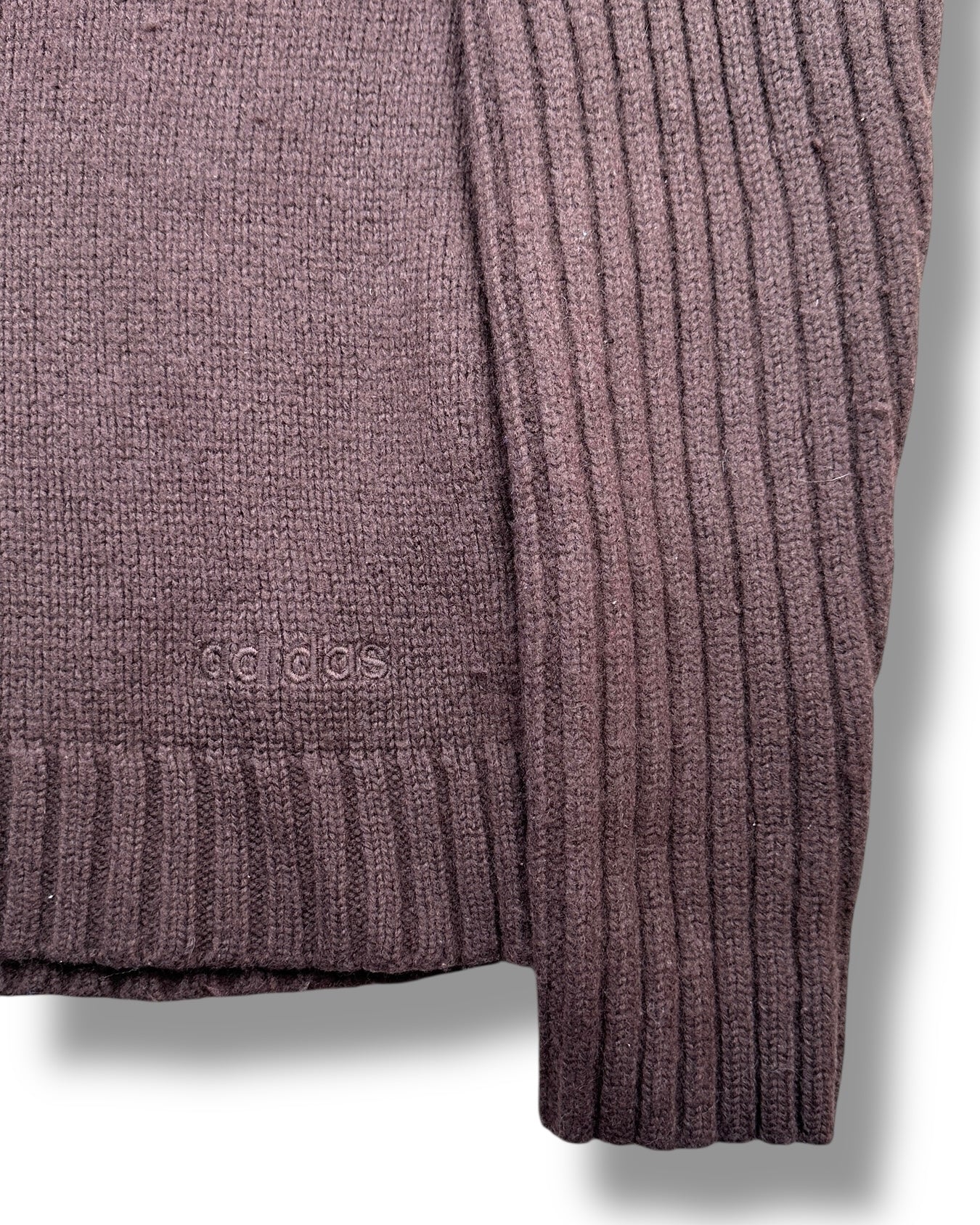2010s Adidas Rollkragen Crewneck Stricksweater Braun Spellout L-XL | Vintage